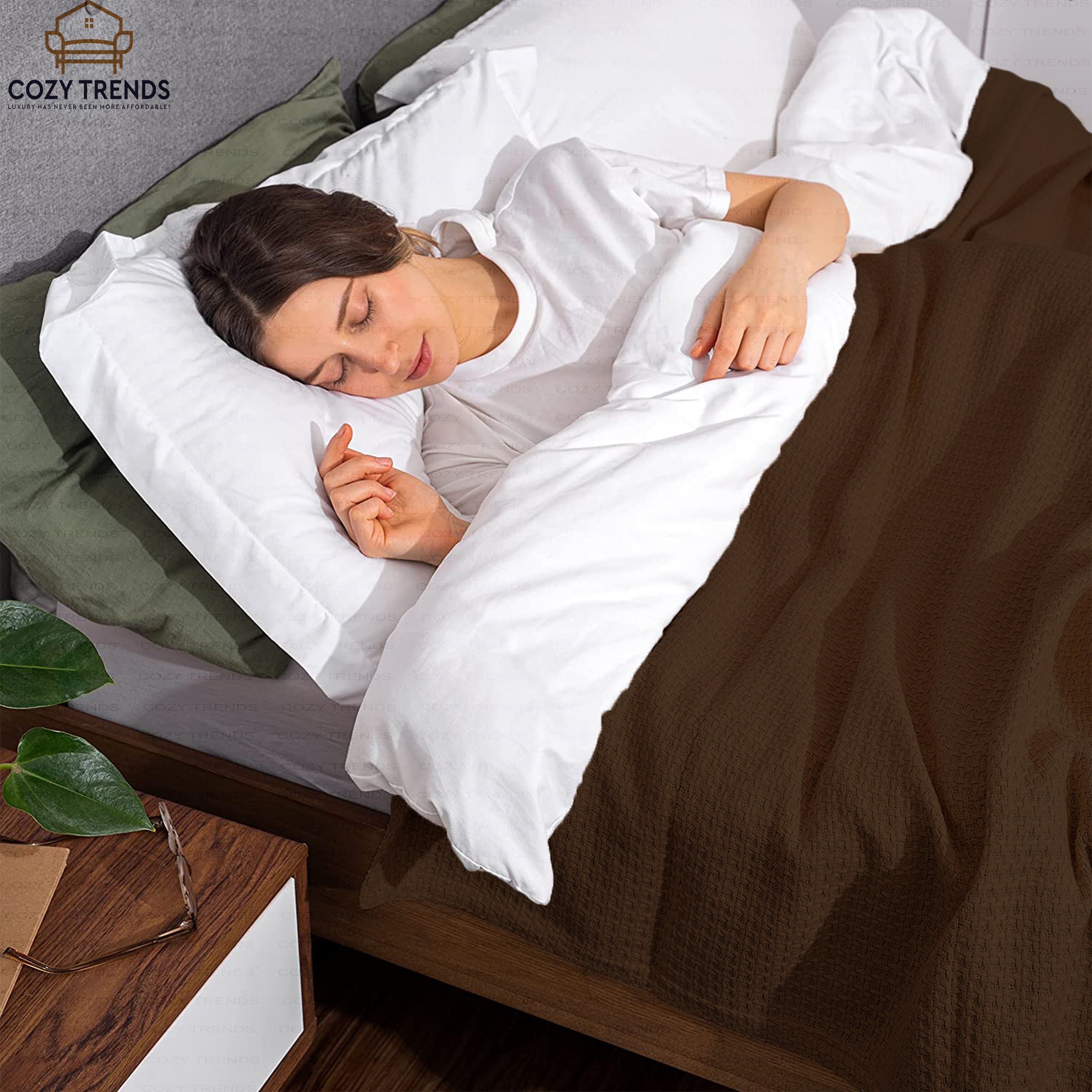 100% Cotton Basket Weave Thermal Bed Blanket Breathable Soft Layering All Season Medium Weight