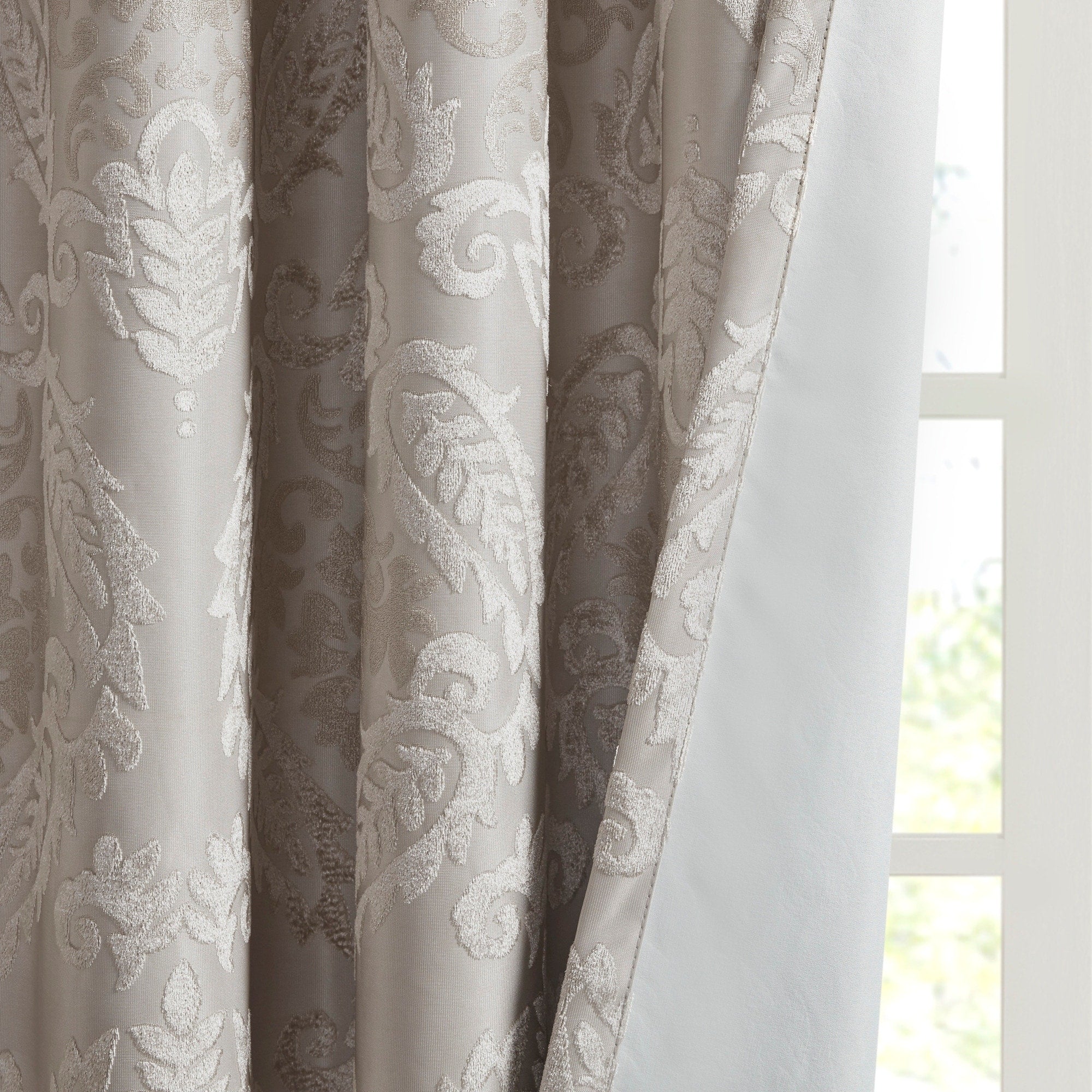 Loraine Knitted Jacquard Paisley Total Blackout Grommet Top Curtain Panel by SunSmart