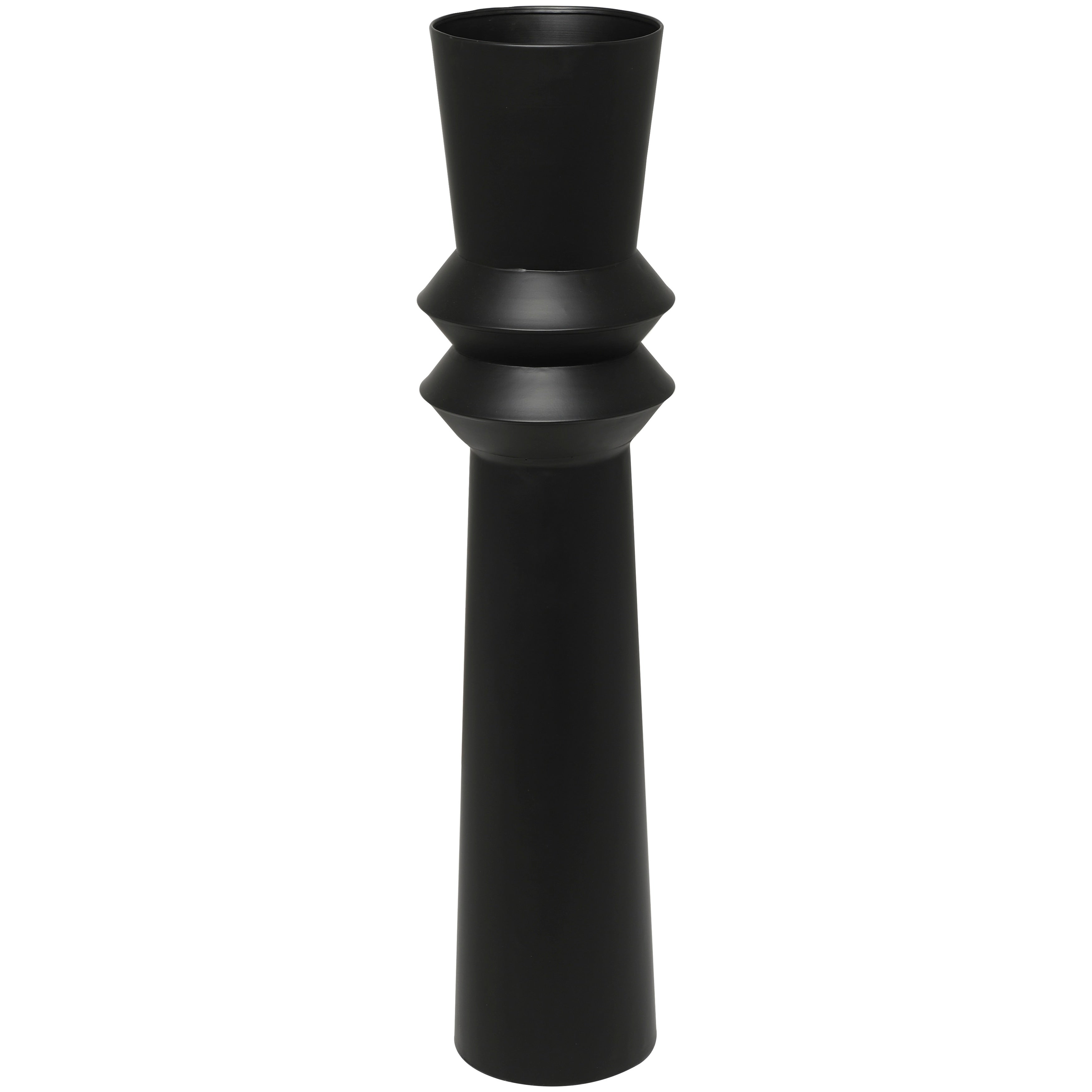 The Novogratz Black Metal Tall Art Deco Fluted Floor Vase