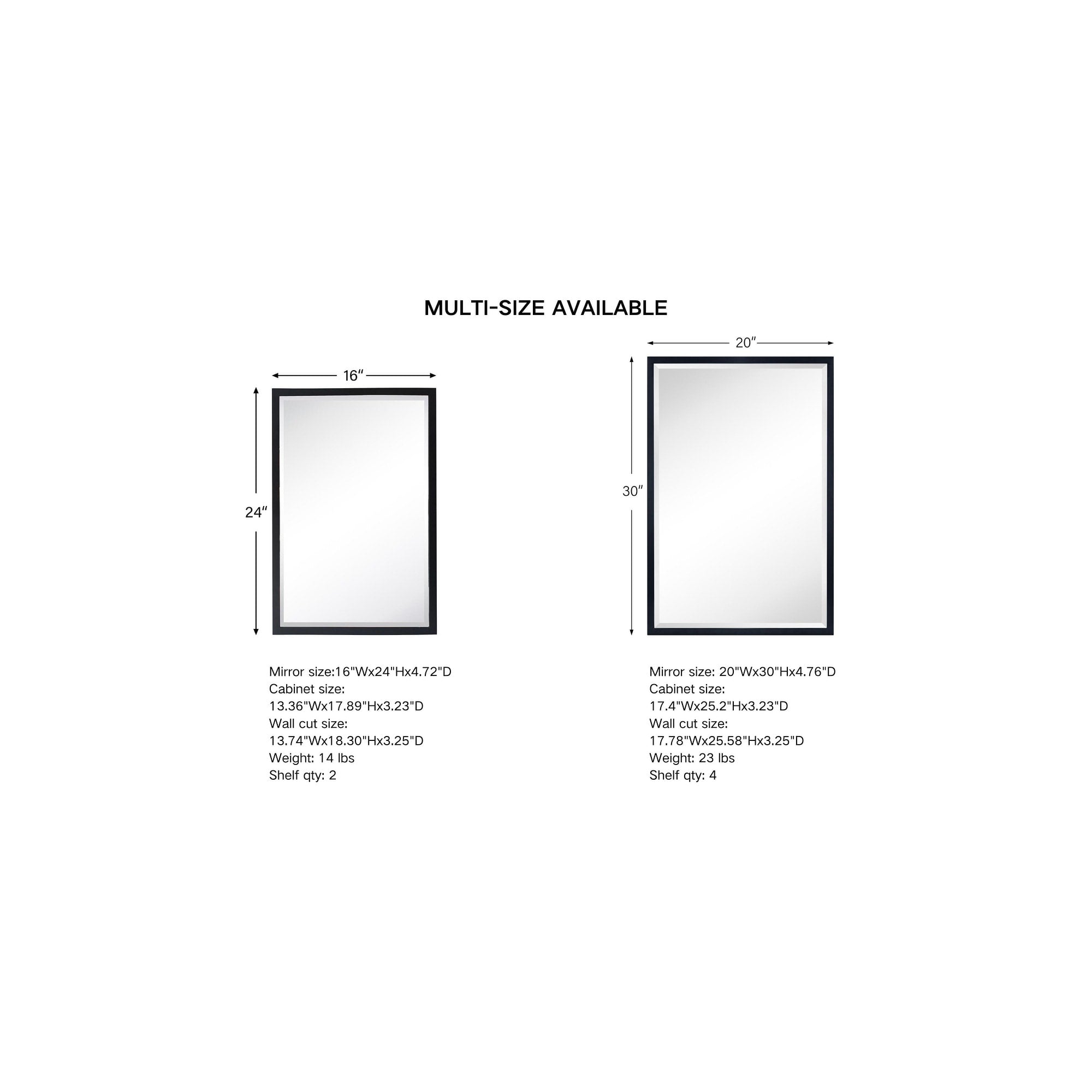 TEHOME Haddison Recessed Framed Medicine Cabinet with Mirror