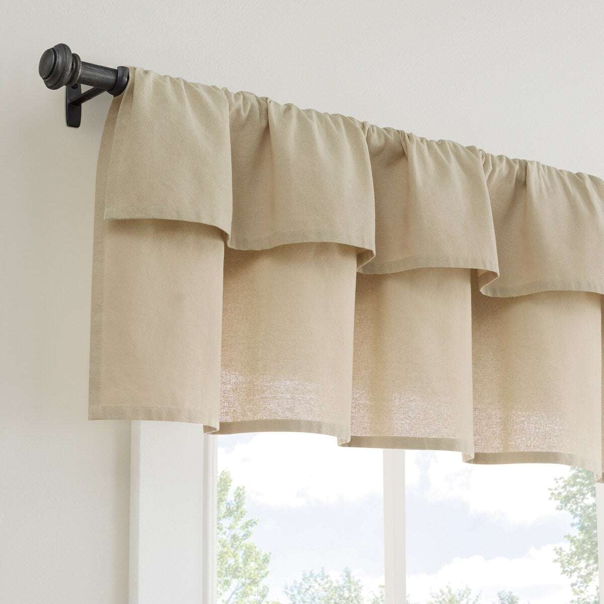 Mercantile Drop Cloth Light Filtering Ring and Tab Top Farmhouse Valance, 16x60