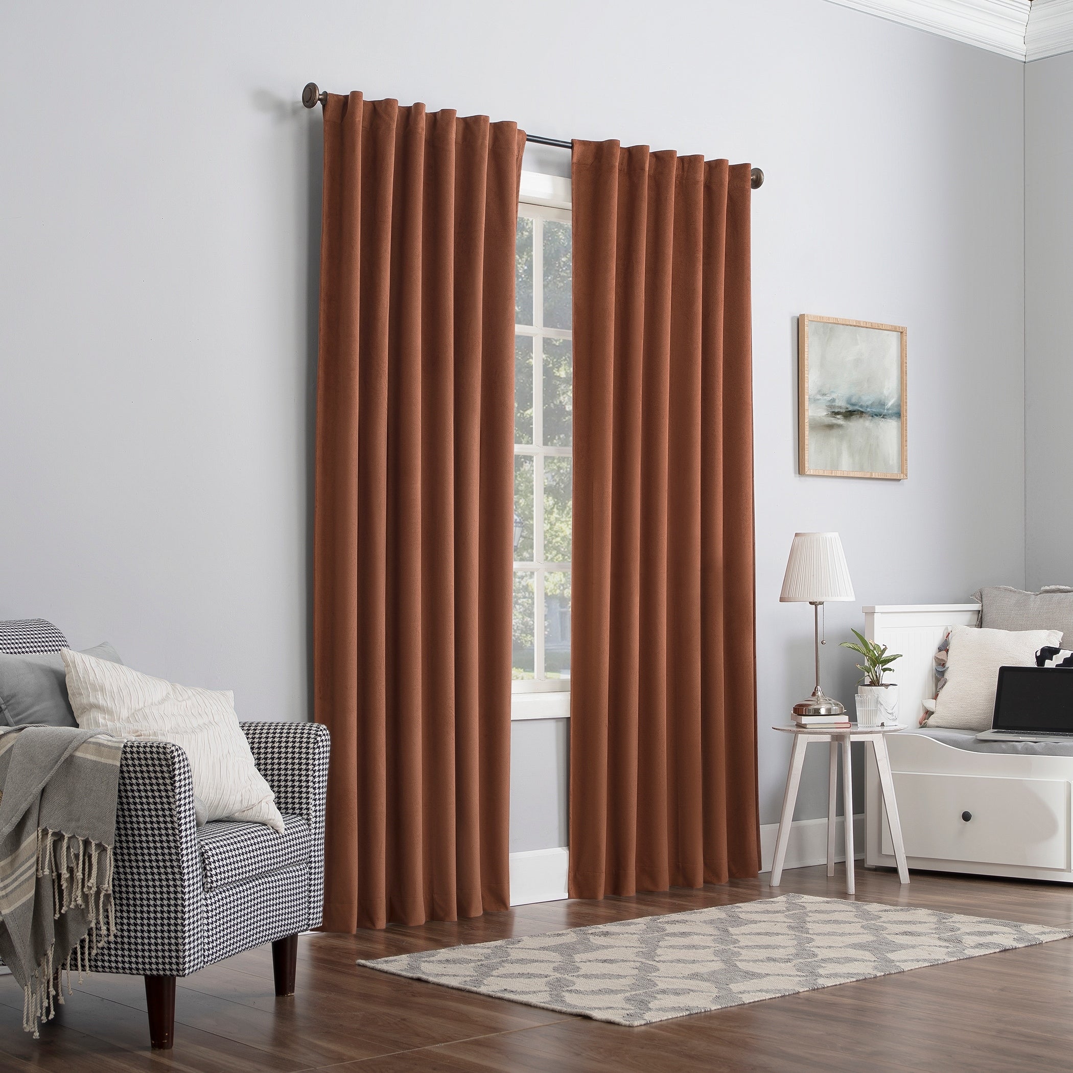 Sun Zero Amherst Velvet Noise Reducing Thermal Extreme Total Blackout Back Tab Curtain Panel, Single Panel