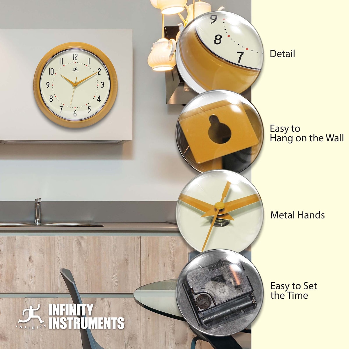 Round Retro Kitchen Wall Clock by Infinity Instruments