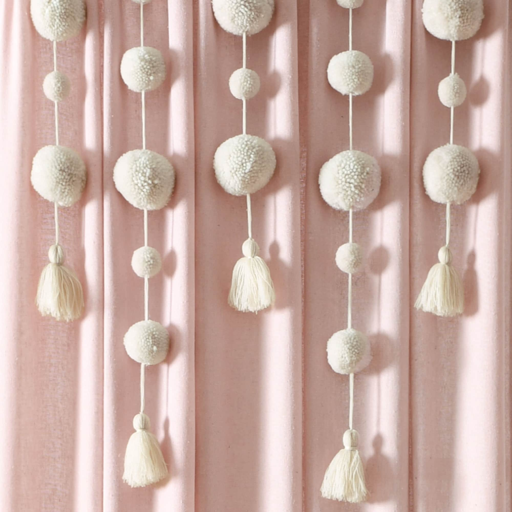 Lush Decor Boho Pom Pom Tassel Linen Window Curtain Panel (Single)