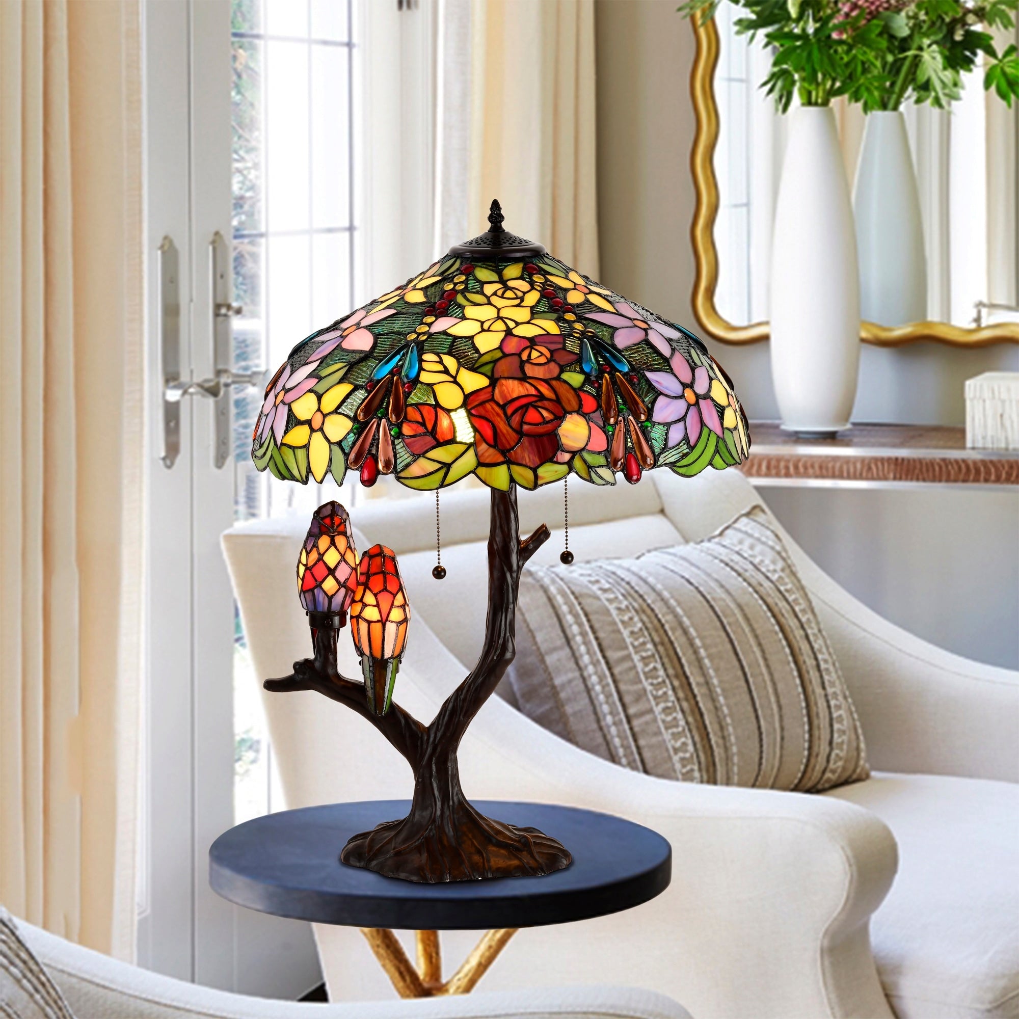 Tiffany-style Sarah Camille Tree Table Lamp by Warehouse of Tiffany