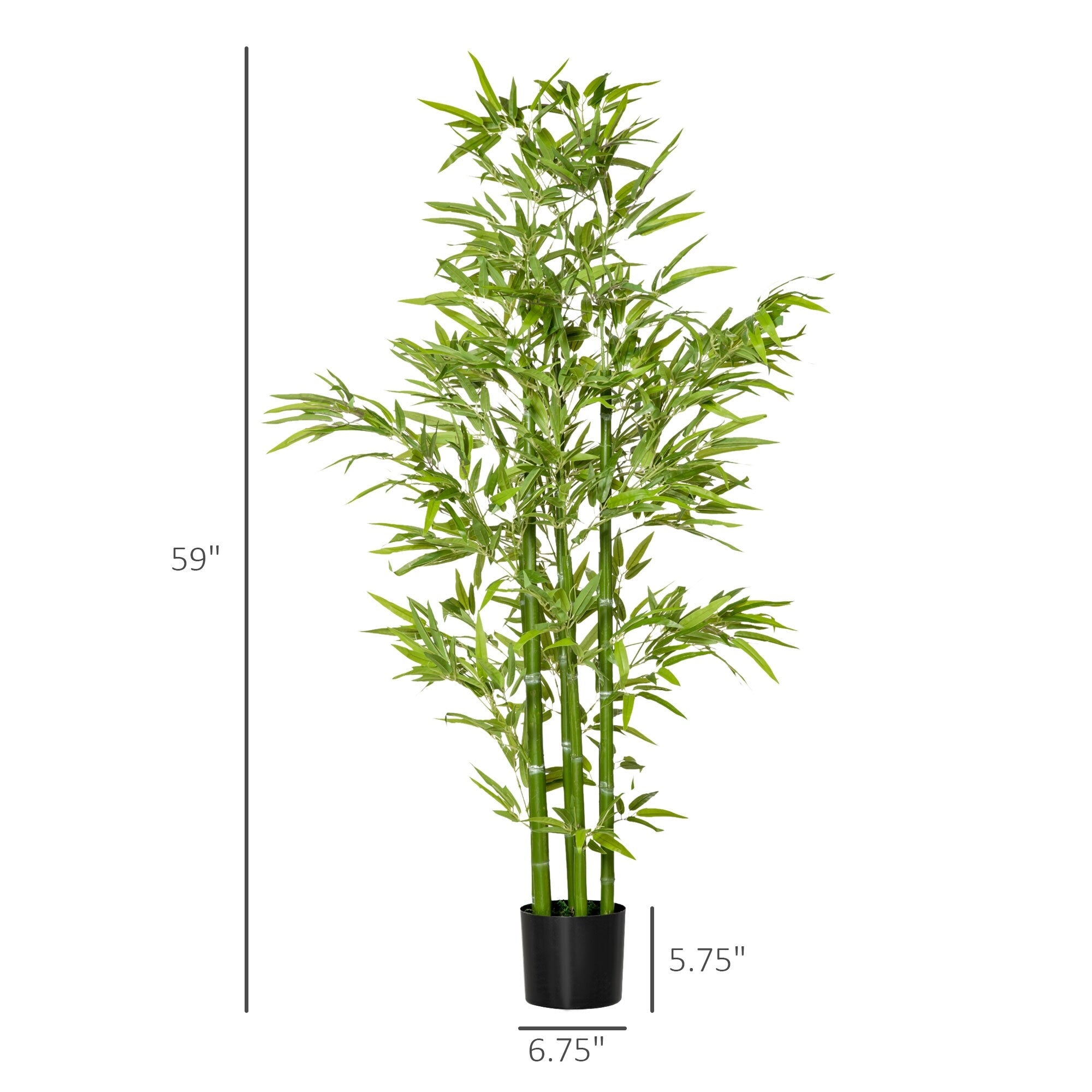 HOMCOM 5FT Artificial Bamboo Tree Faux Decorative Plant in Nursery Pot for Indoor Outdoor Décor - 6.75 x 6.75 x 59