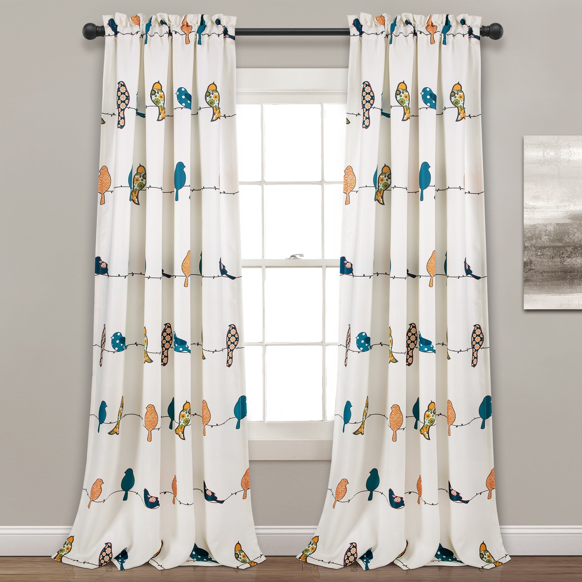 Lush Decor Rowley Birds Room Darkening Curtain Panel Pair