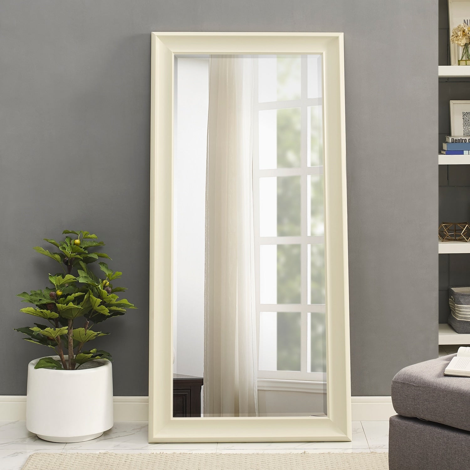 Tall Mirror Full Body Oversized Mirror Smooth Faux Wood Frame Rectangle Wall Mounted Hanging Mirror