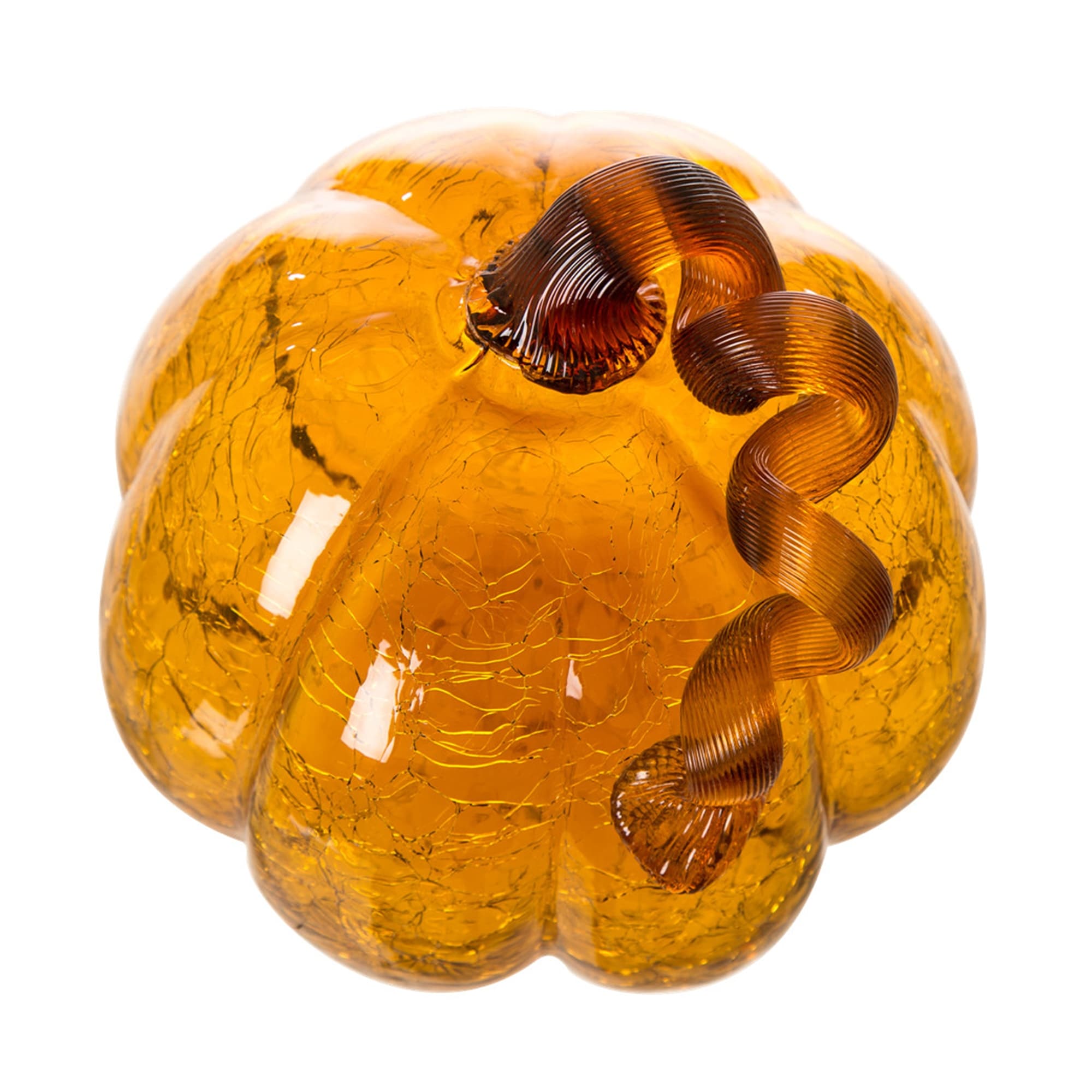 Glitzhome Amber Crackle Handblown Fall Harvest Glass Pumpkins for Thanksgiving Decor