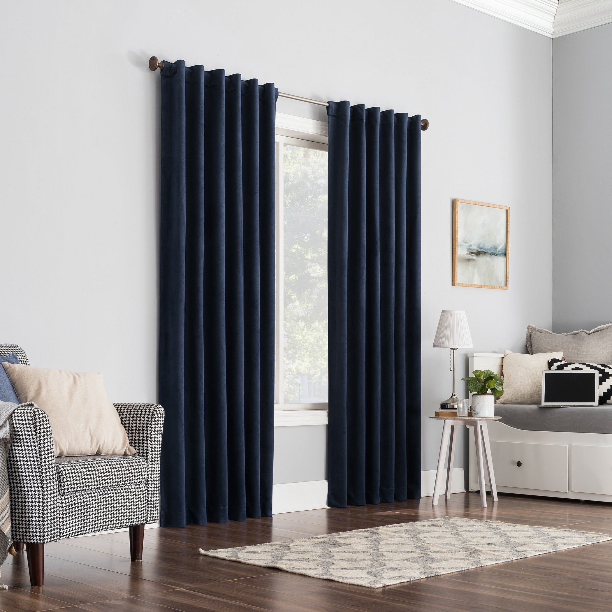 Sun Zero Amherst Velvet Noise Reducing Thermal Extreme Total Blackout Back Tab Curtain Panel, Single Panel