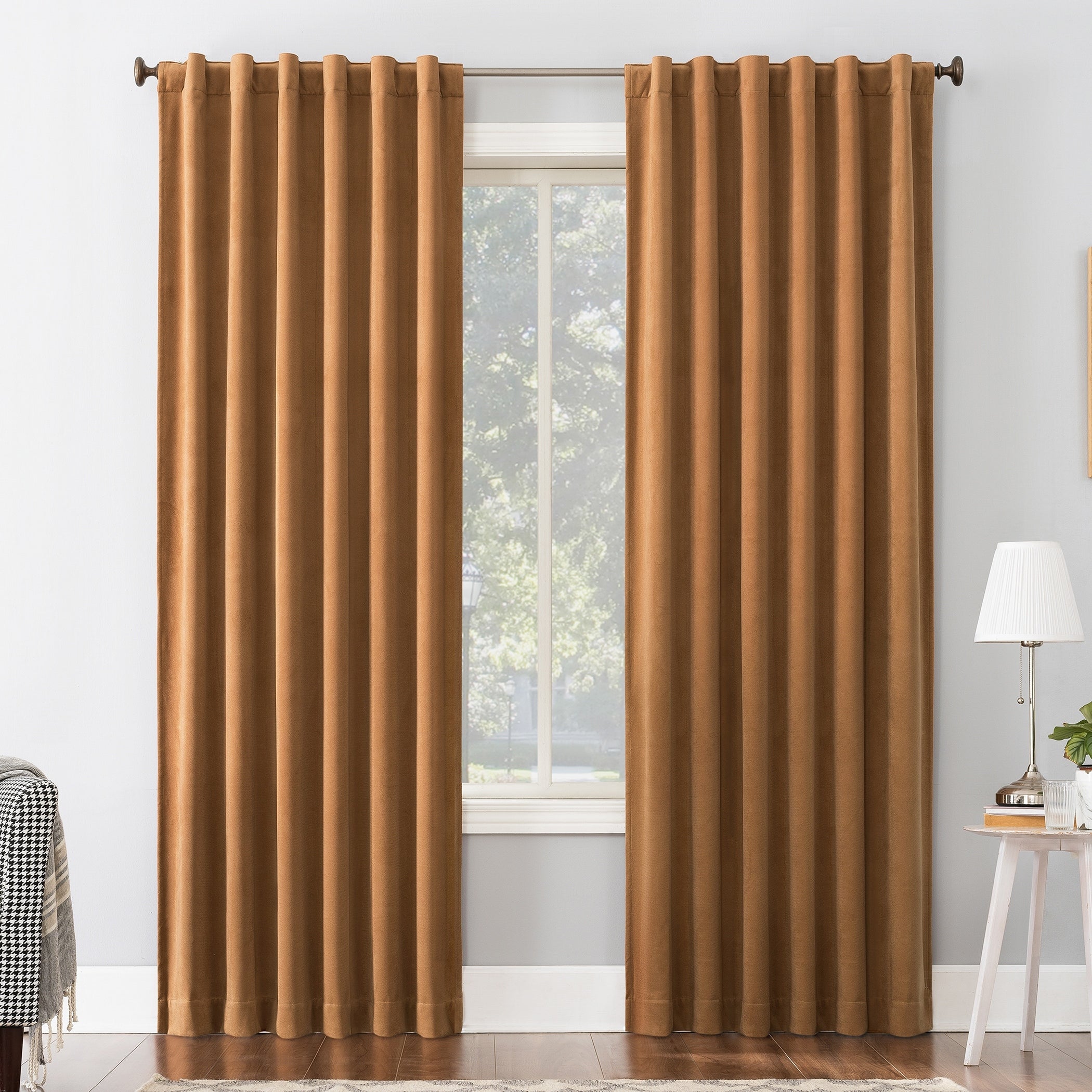 Sun Zero Amherst Velvet Noise Reducing Thermal Extreme Total Blackout Back Tab Curtain Panel, Single Panel