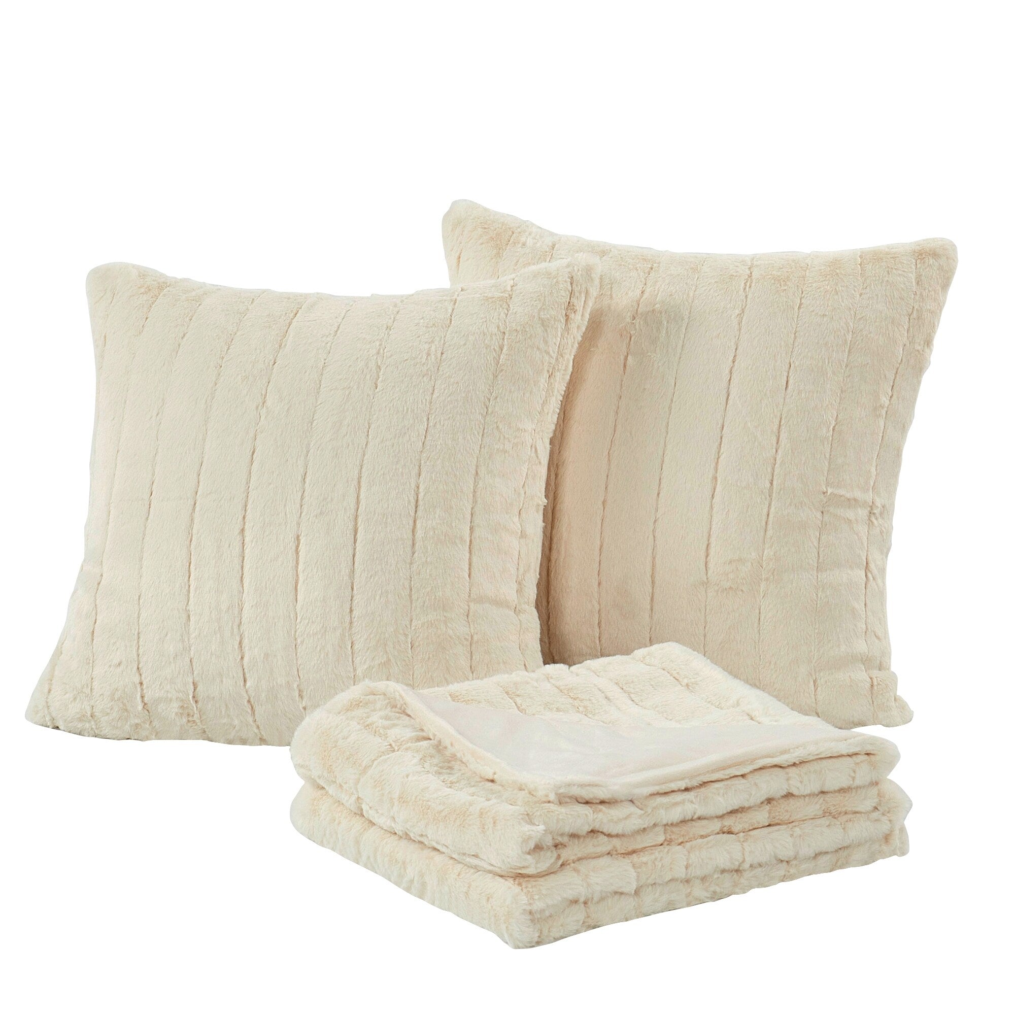 FakeFur Throw & 2 Pillow Shell Combo Set