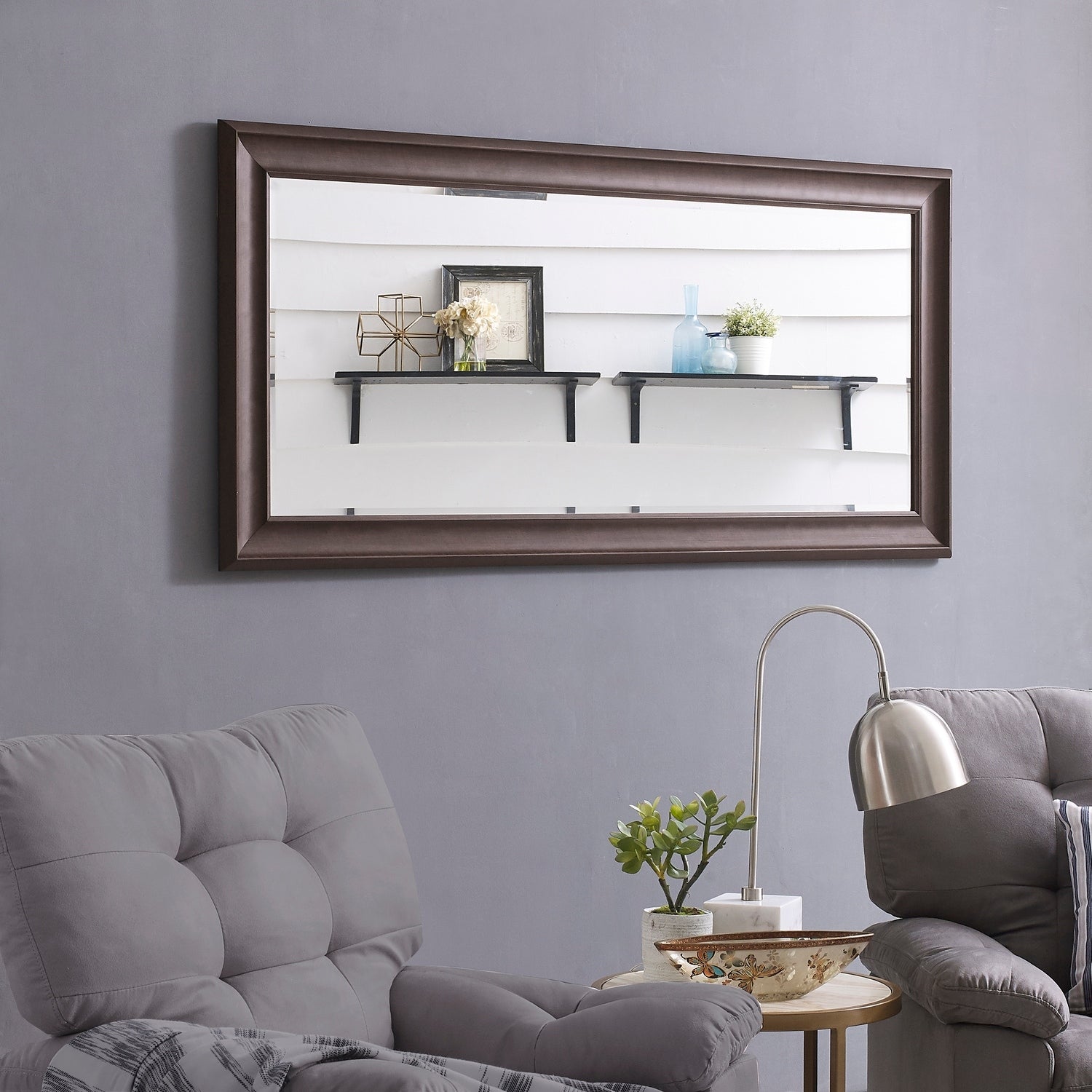 Tall Mirror Full Body Oversized Mirror Smooth Faux Wood Frame Rectangle Wall Mounted Hanging Mirror