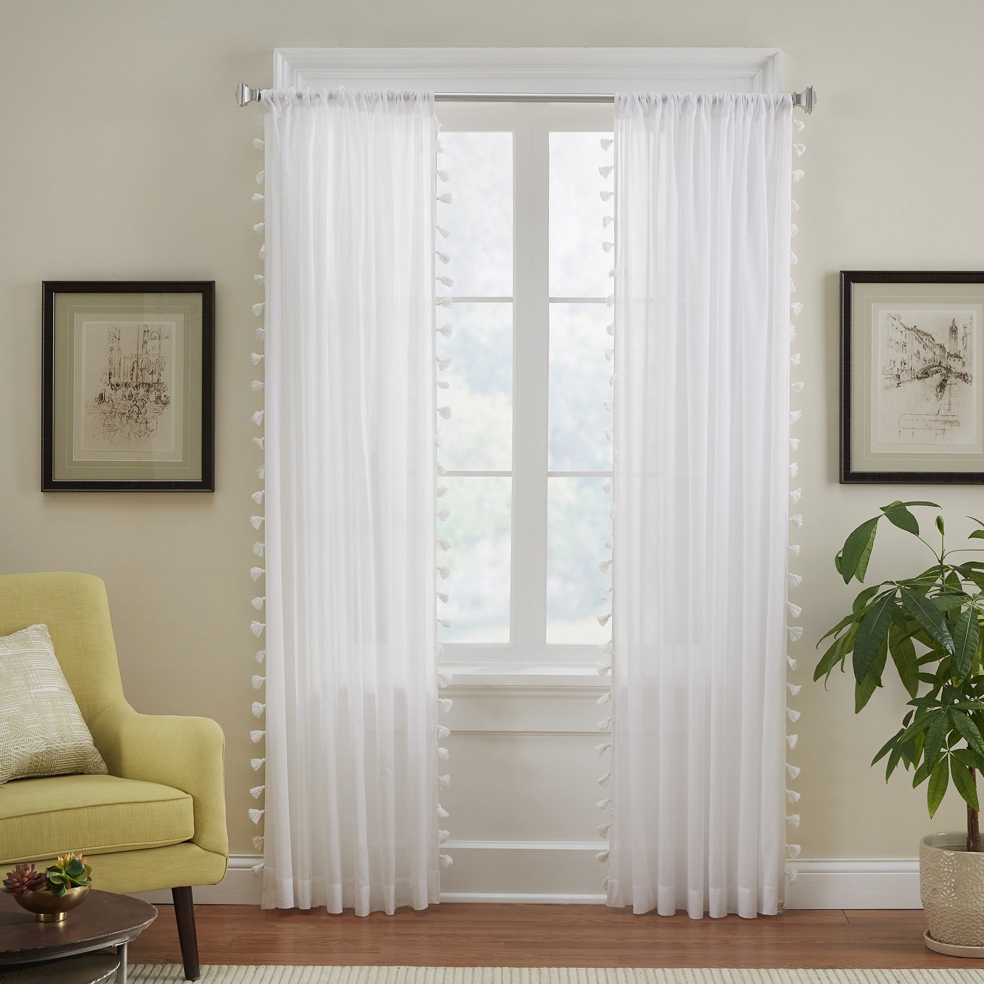 Bianca Semi-Sheer Window Curtain with Tassels