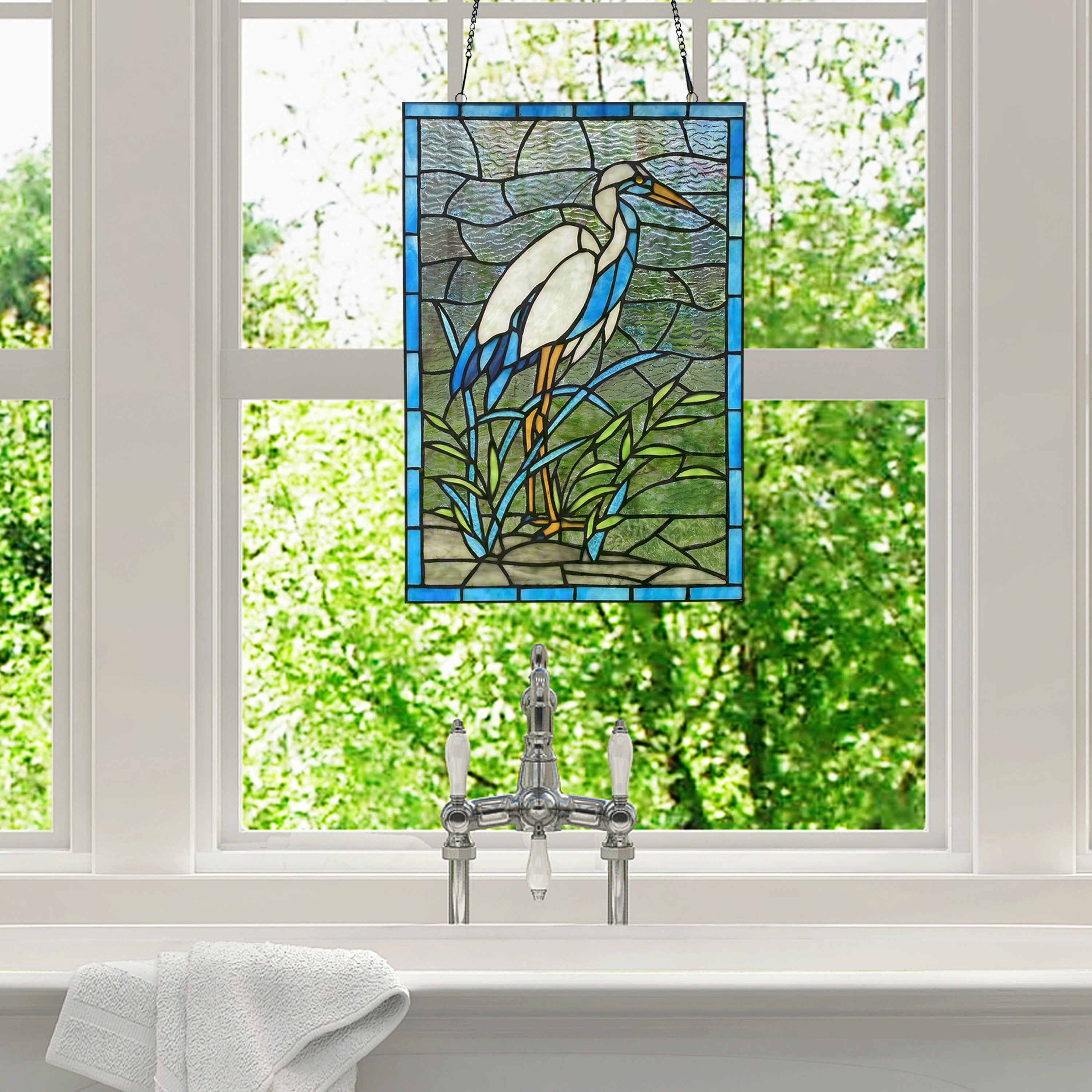 River of Goods River of Goods 18-Inch Majestic Crane Stained Glass Window Panel - 12 x 0.25 x 18