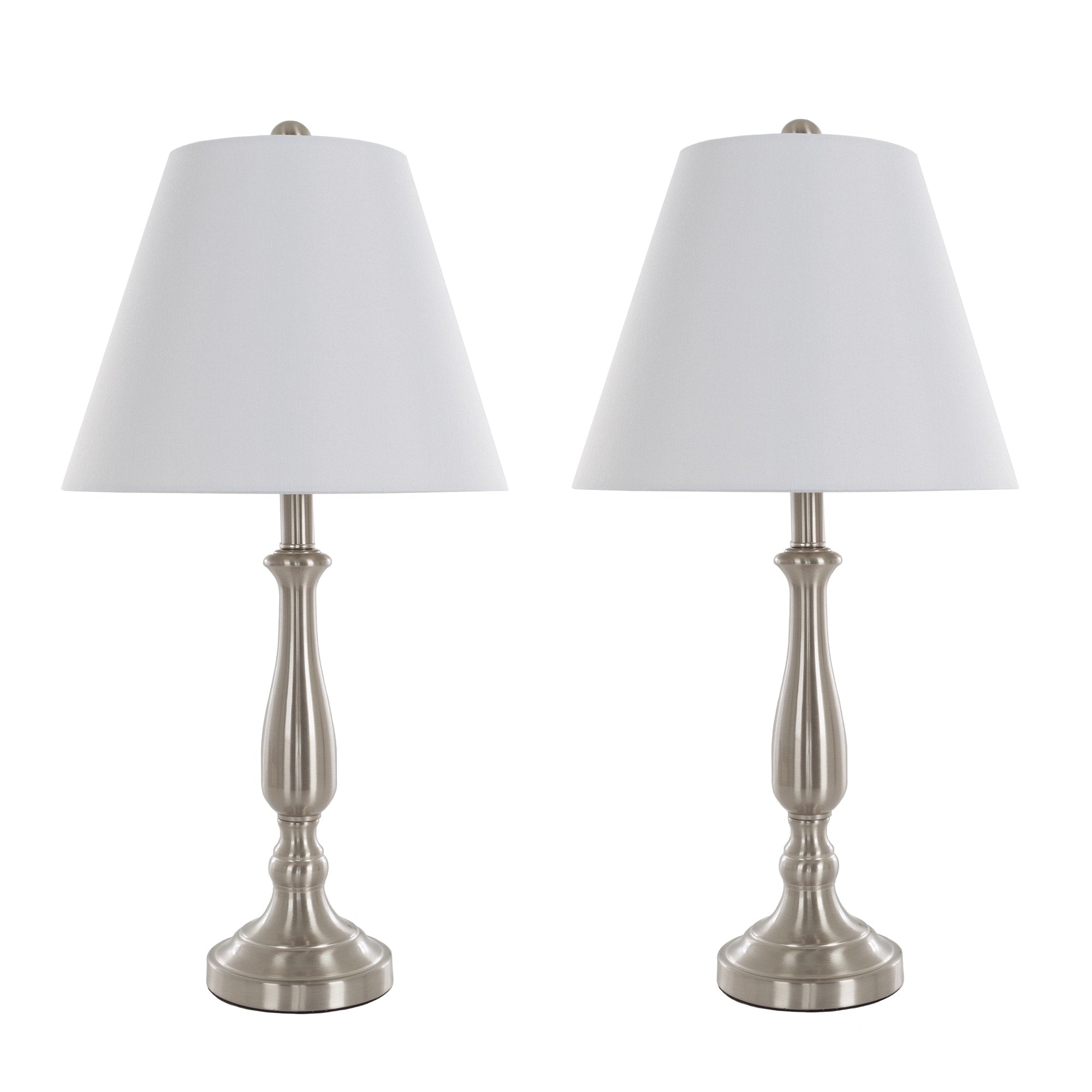 Windsor Home Set of 2 Brushed Steel Table Lamps - Set of 2