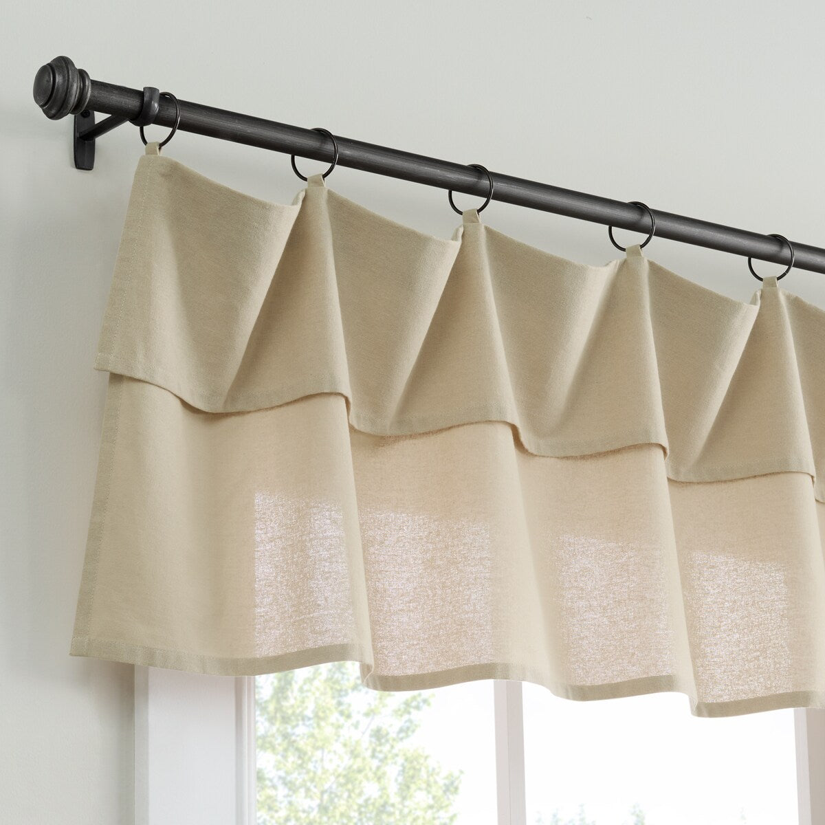 Mercantile Drop Cloth Light Filtering Ring and Tab Top Farmhouse Valance, 16x60