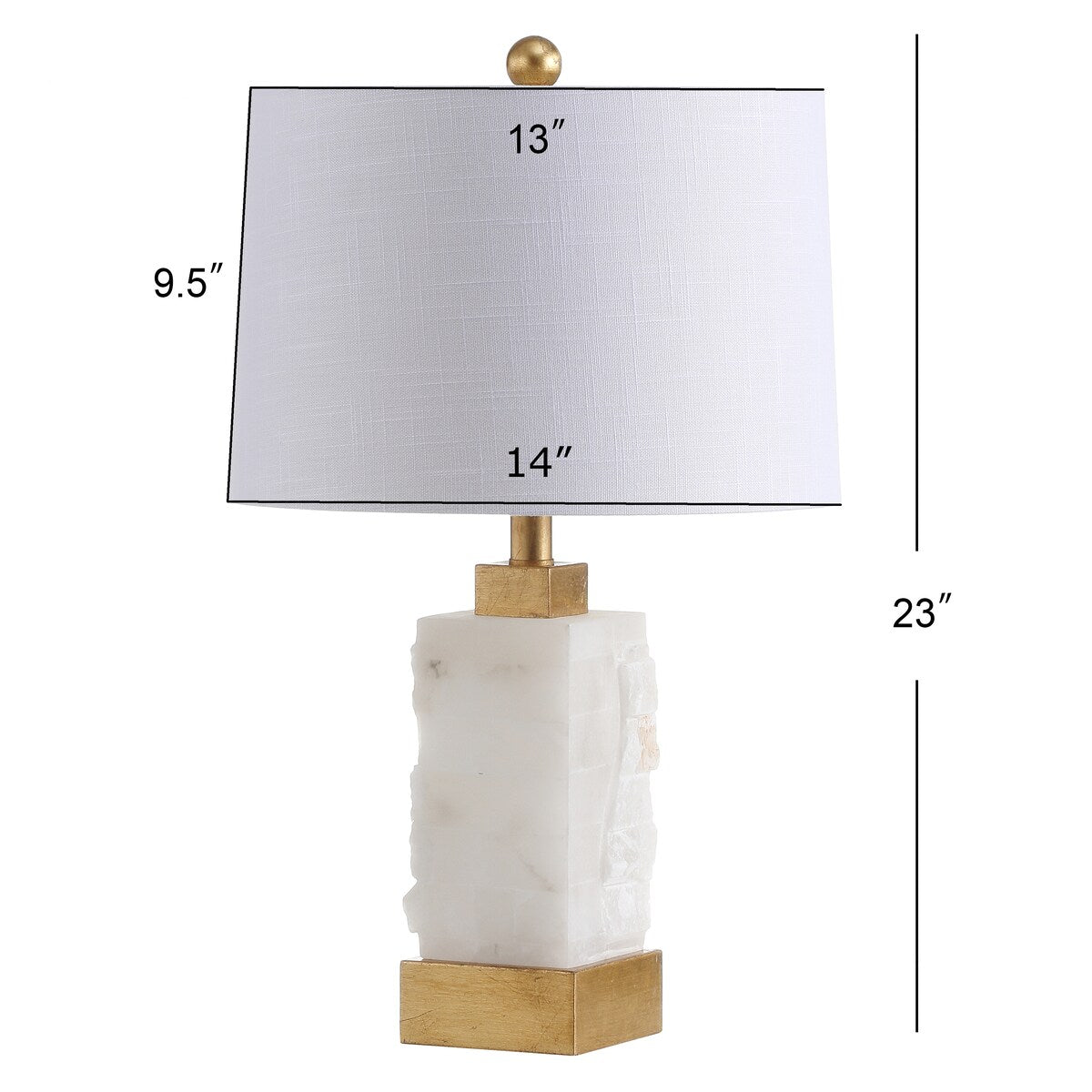 Eliza 23 Alabaster/Metal LED Table Lamp, White/Gold Leaf by JONATHAN Y