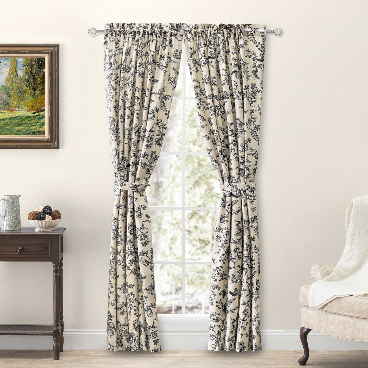 Waverly Gardens Tailored Panel Pair with tiebacks or Tailored Valance