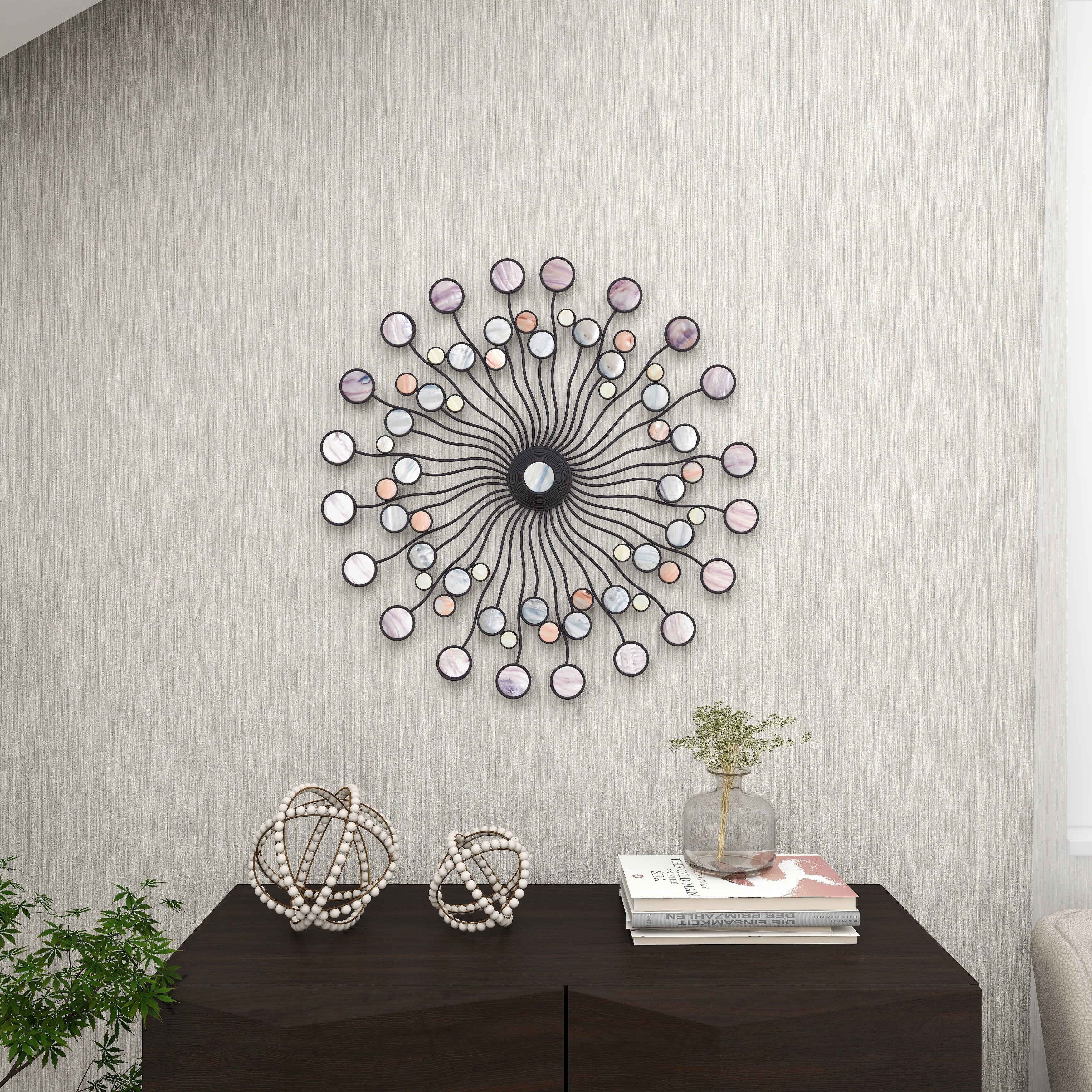 Multi Color Iron Metal Modern Contemporary Sunburst Round Wall Décor