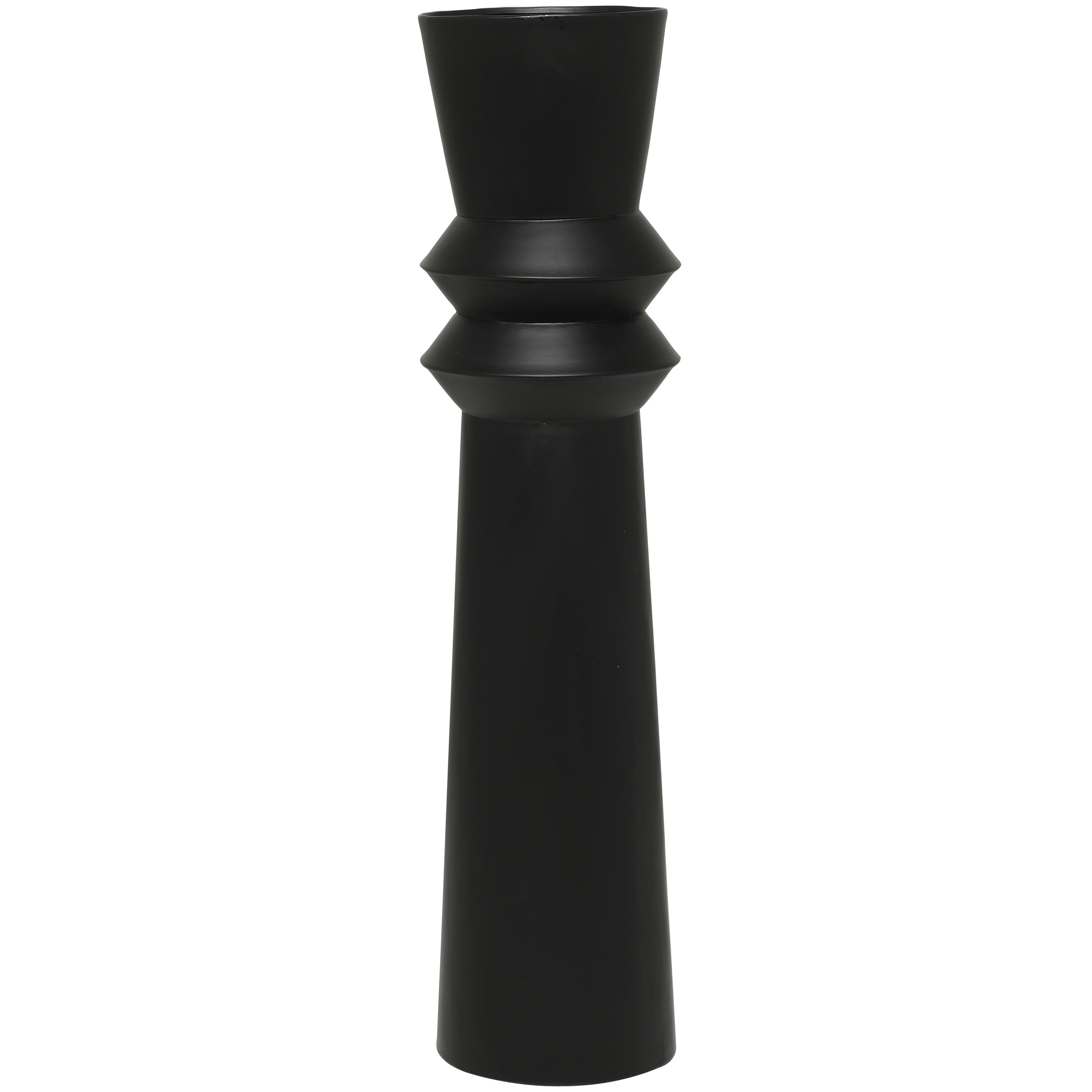 The Novogratz Black Metal Tall Art Deco Fluted Floor Vase