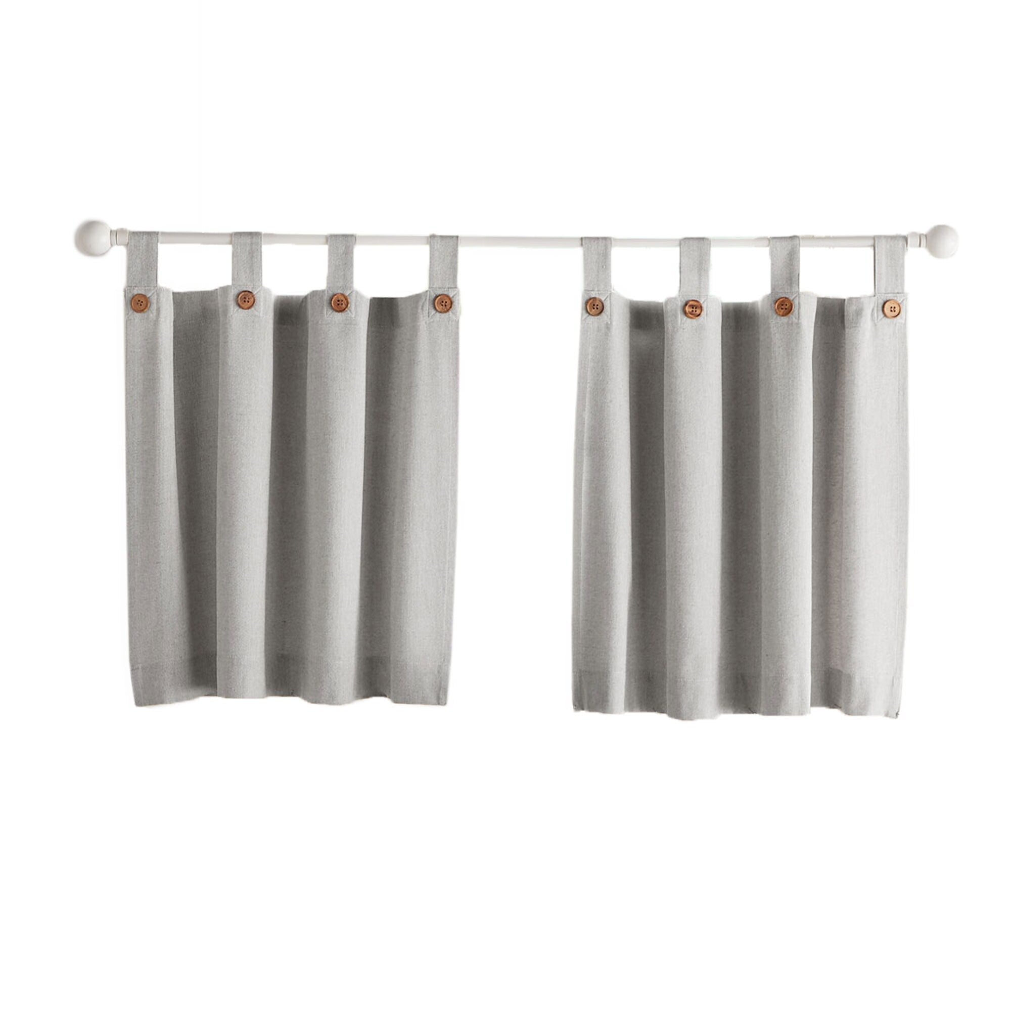 Tucker Solid Button Kitchen Curtain Tier Set