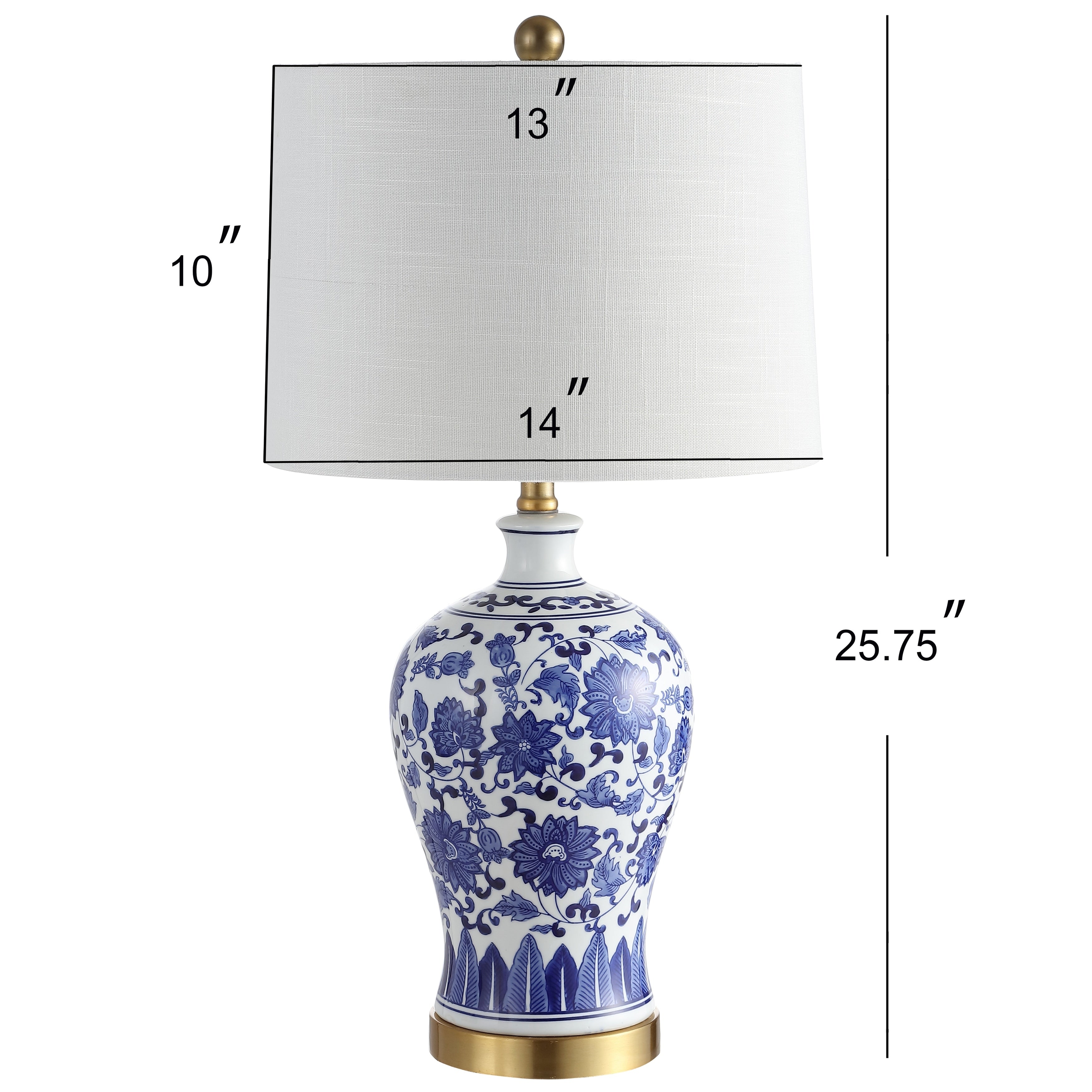 Allen 25.75 Ceramic/Metal LED Table Lamp, Blue/White (Set of 2) by JONATHAN Y