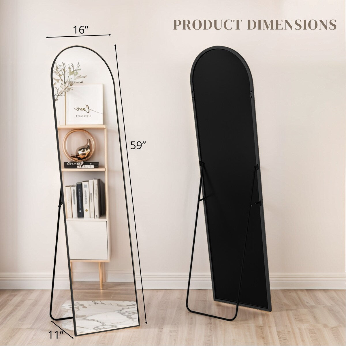 Mirror Full Length Body Wall Mirrors with Shatter-Proof Glass, Floor Standing for Bedroom Cloakroom