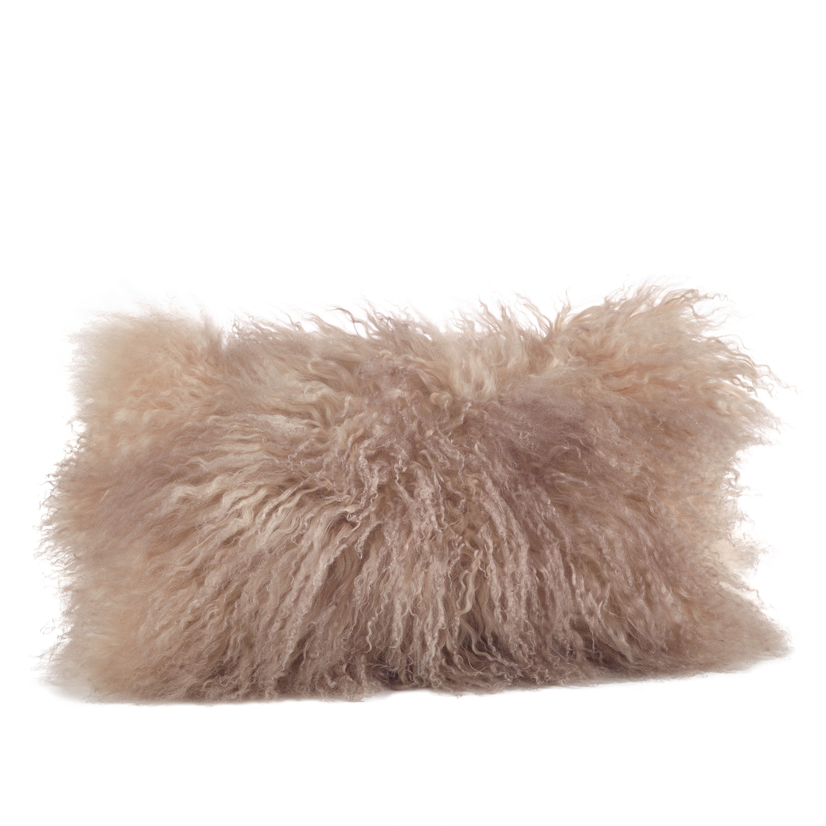 Poly-filled Mongolian Lamb Throw Pillow