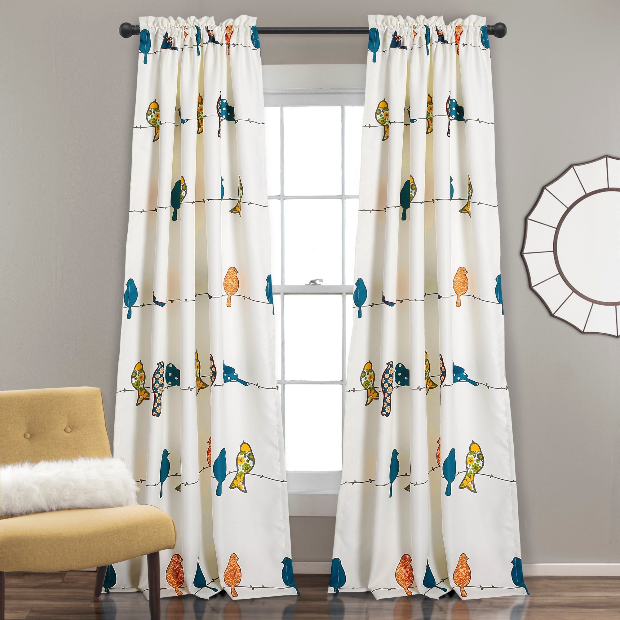 Lush Decor Rowley Birds Room Darkening Curtain Panel Pair