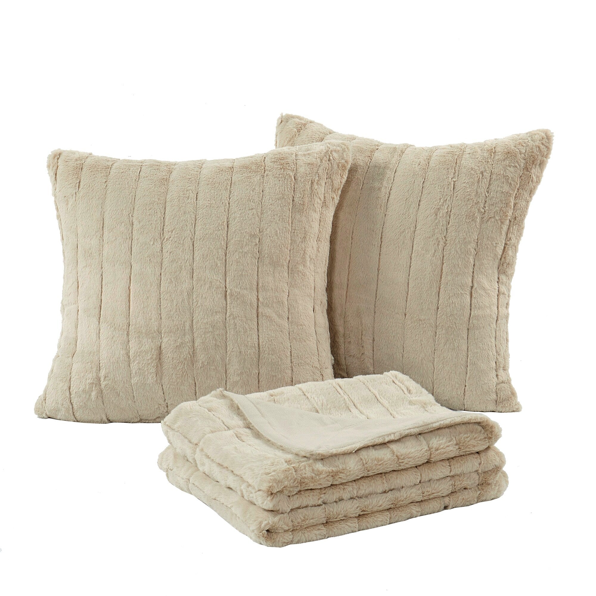 FakeFur Throw & 2 Pillow Shell Combo Set