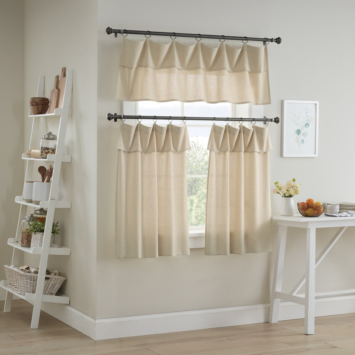 Mercantile Drop Cloth Light Filtering Ring and Tab Top Farmhouse Valance, 16x60