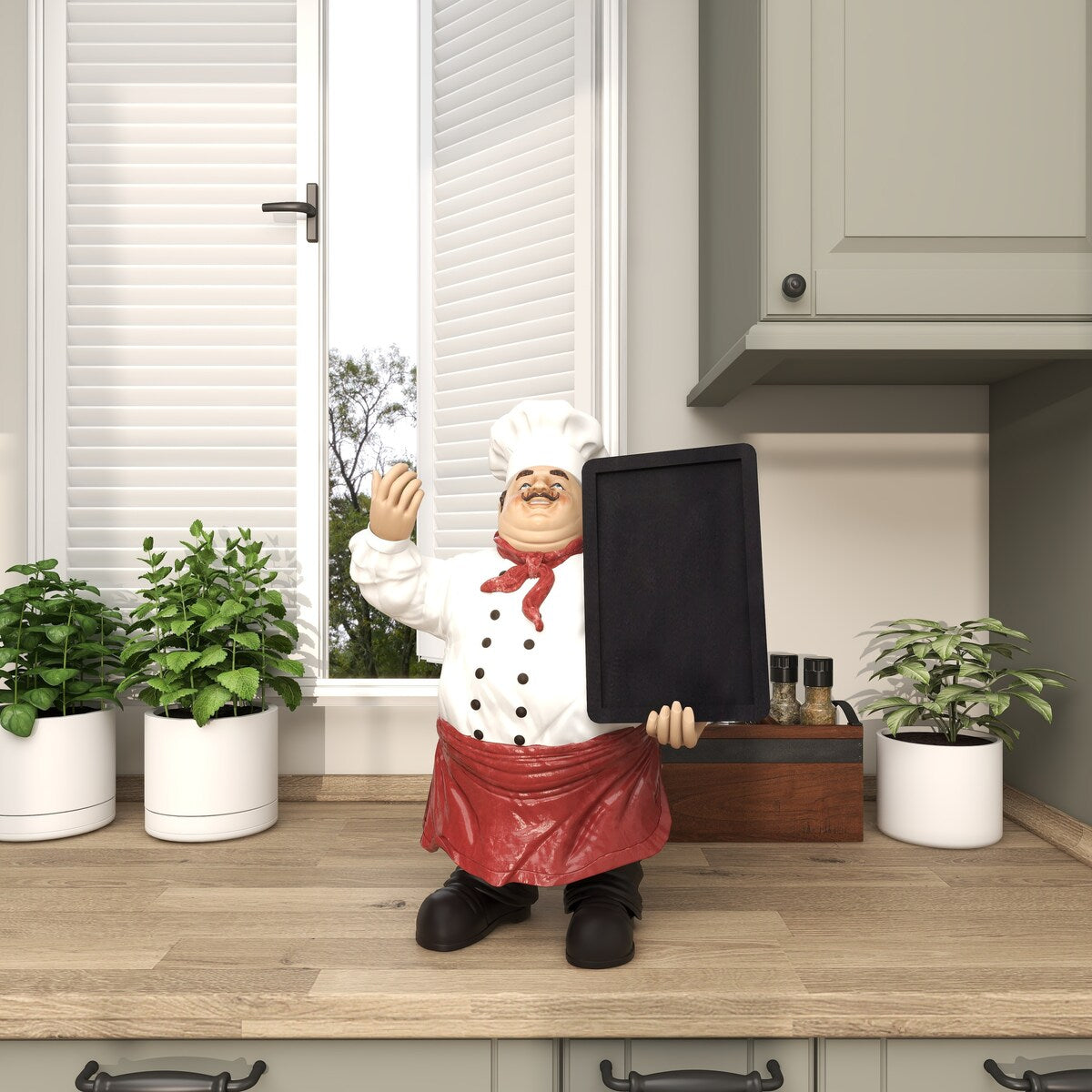 Polystone Chef Decorative Sculpture with Chalkboard - Multi Colored - Roche River Decor