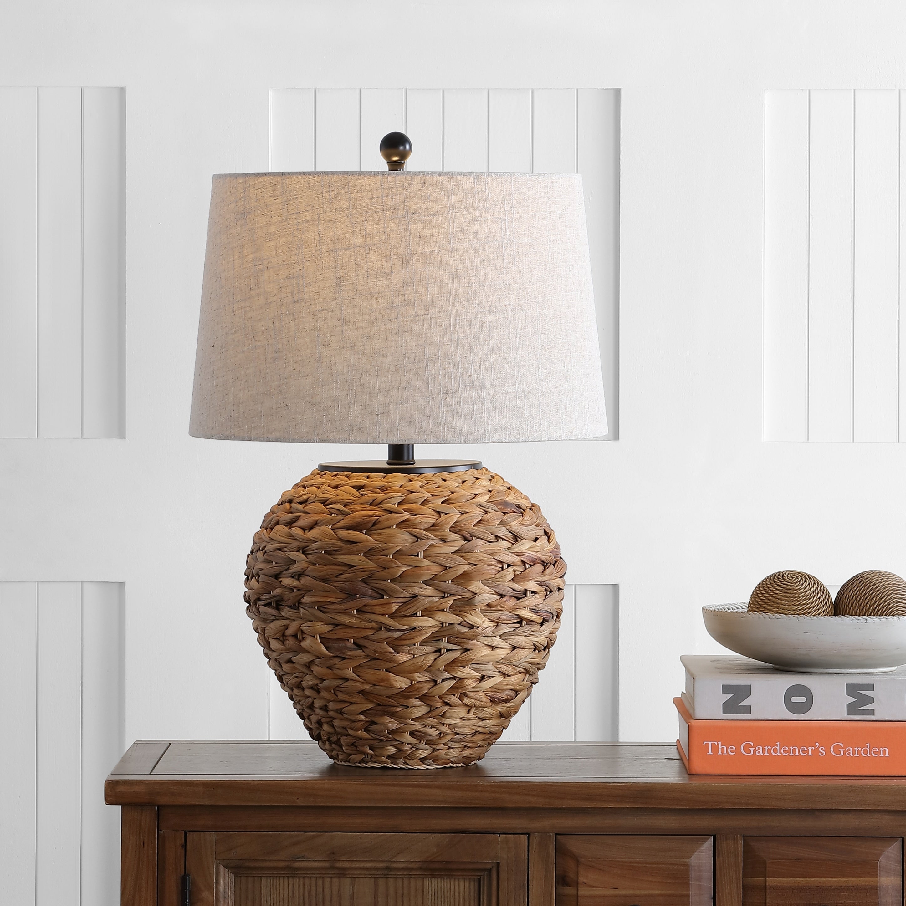 Elicia 24.5 Banana Leaf Basket LED Table Lamp, by JONATHAN Y