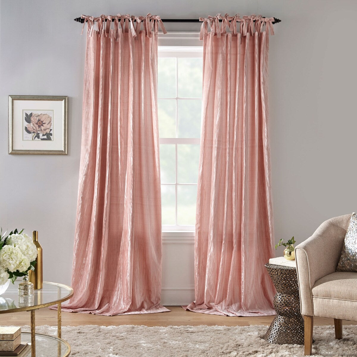 Korena Tie-Top Crushed Velvet Window Curtain