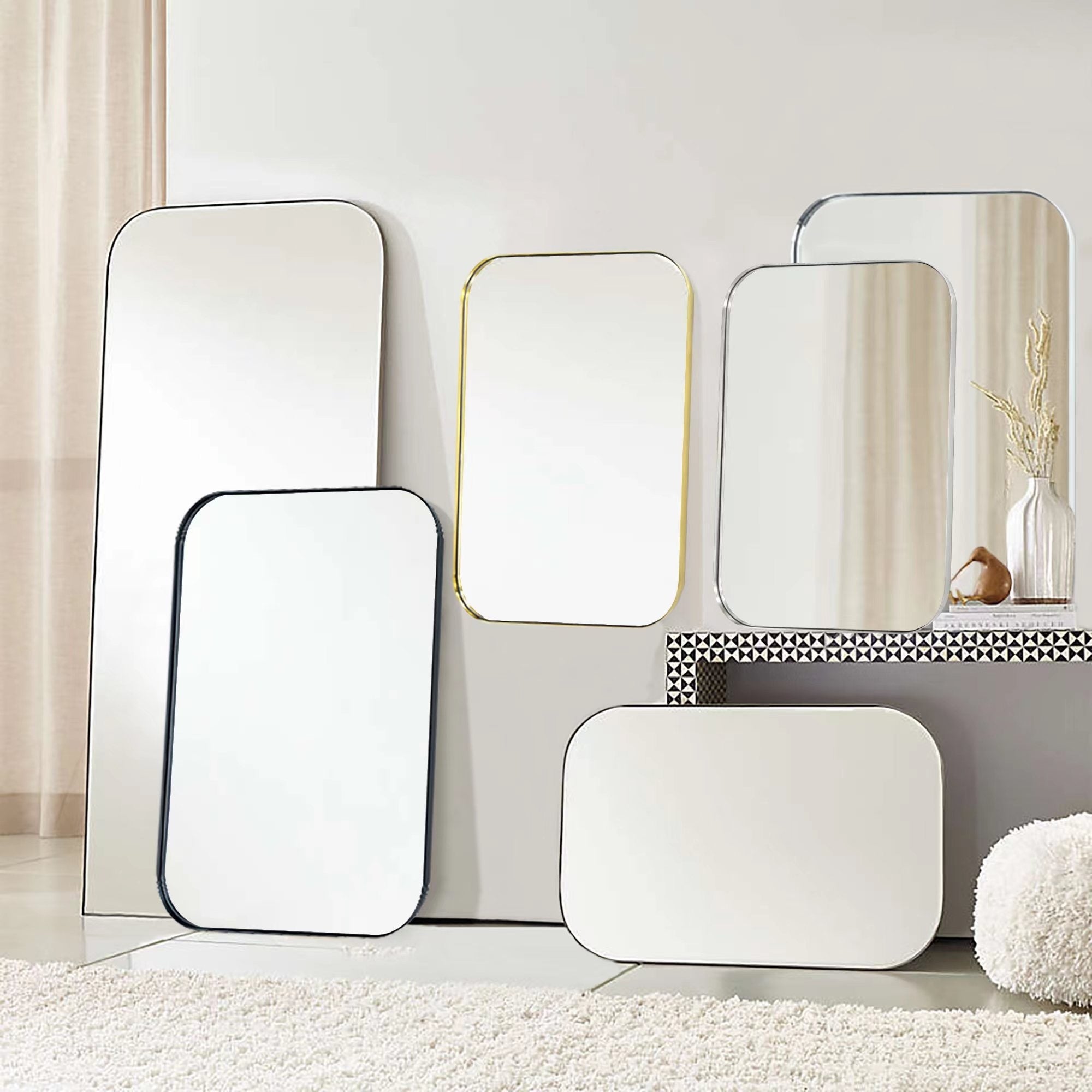 TEHOME Mid-Century Modern Chic Metal Rounded Wall Mirrors