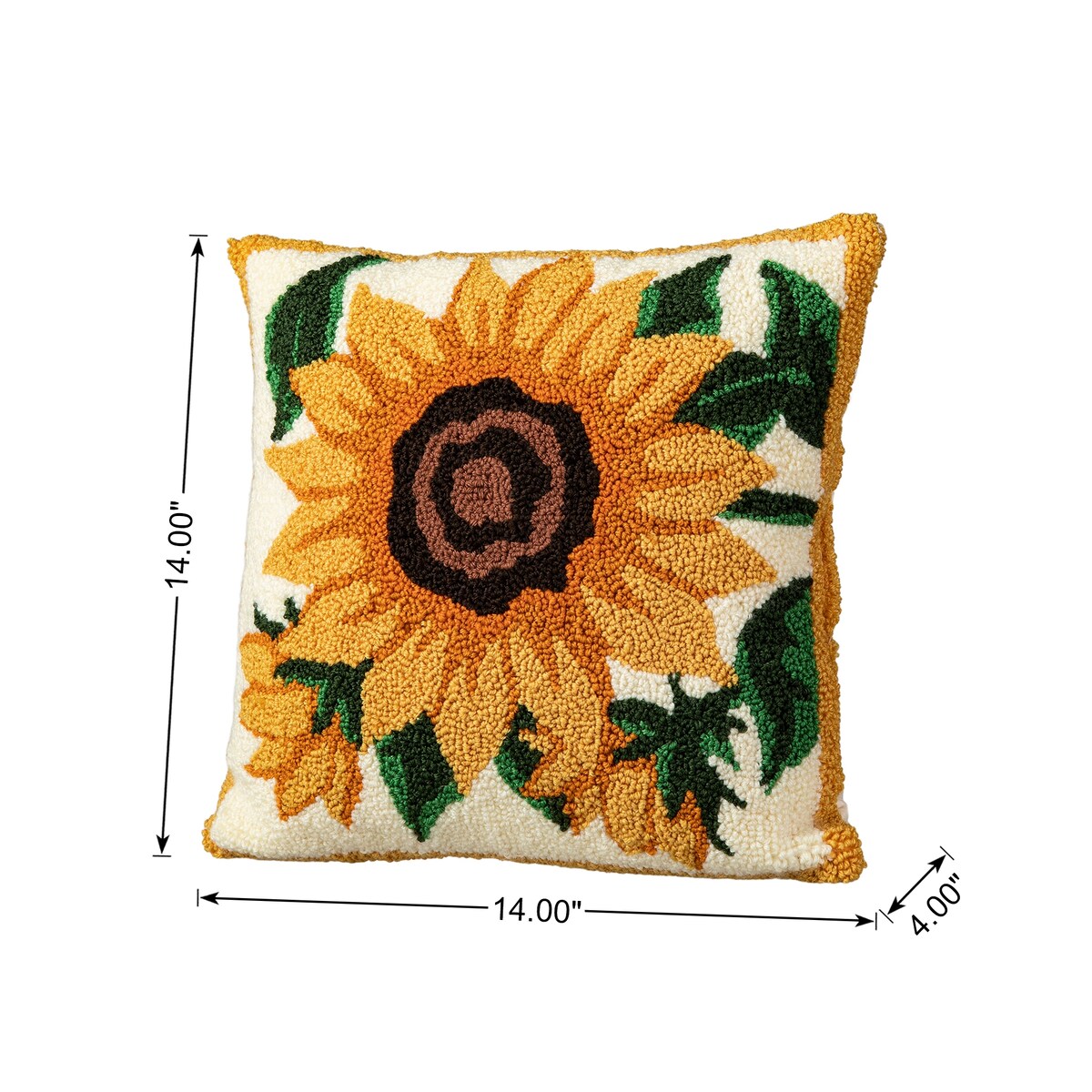 Glitzhome 14''H Fall Hooked Pumpkin & Sunflower Pillow