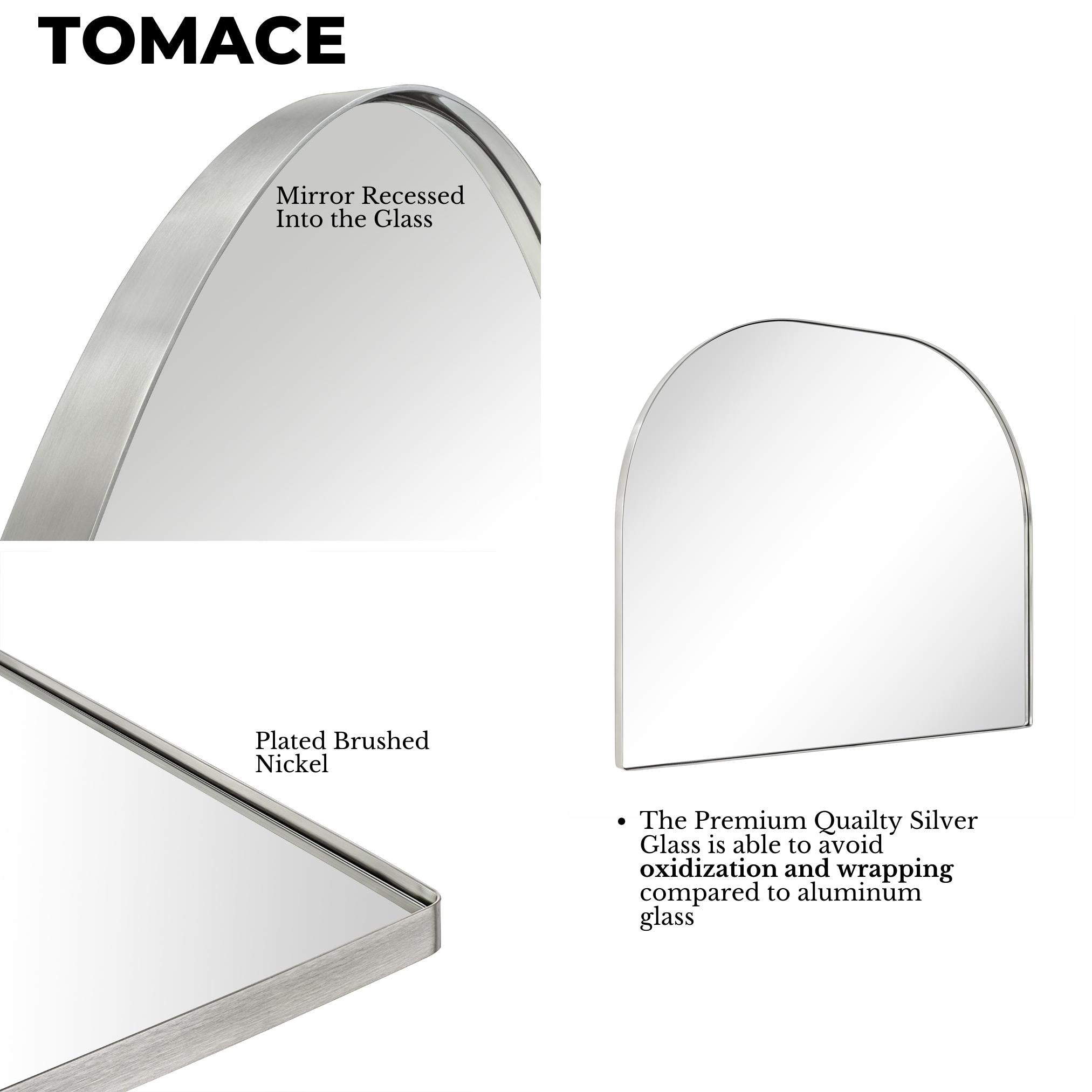 TEHOME Dezerae Large Arch Mirror for Mantel, 40'' W x 32'' H