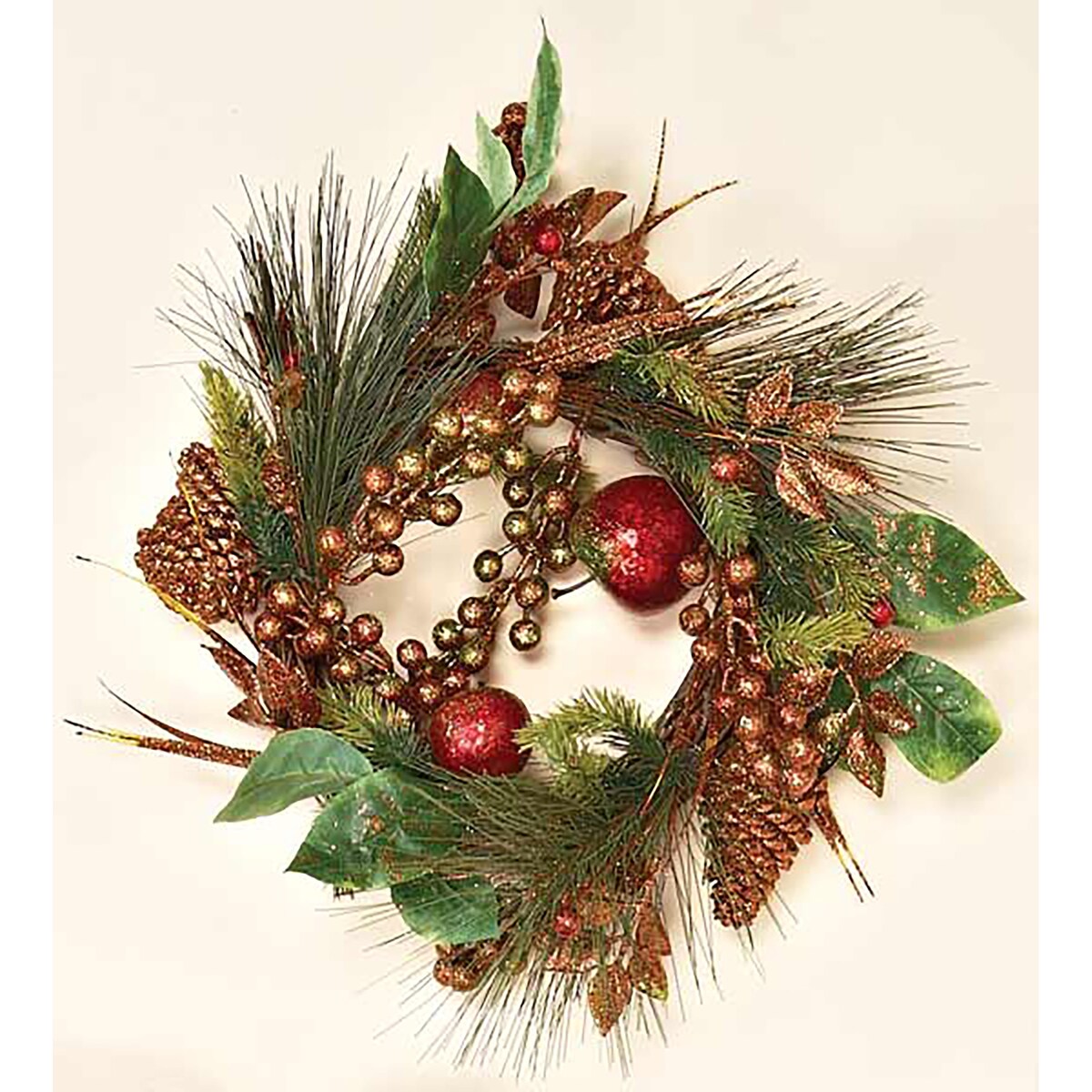 14 Gilded Mixed Pine & Fruit Wreath - Multicolor