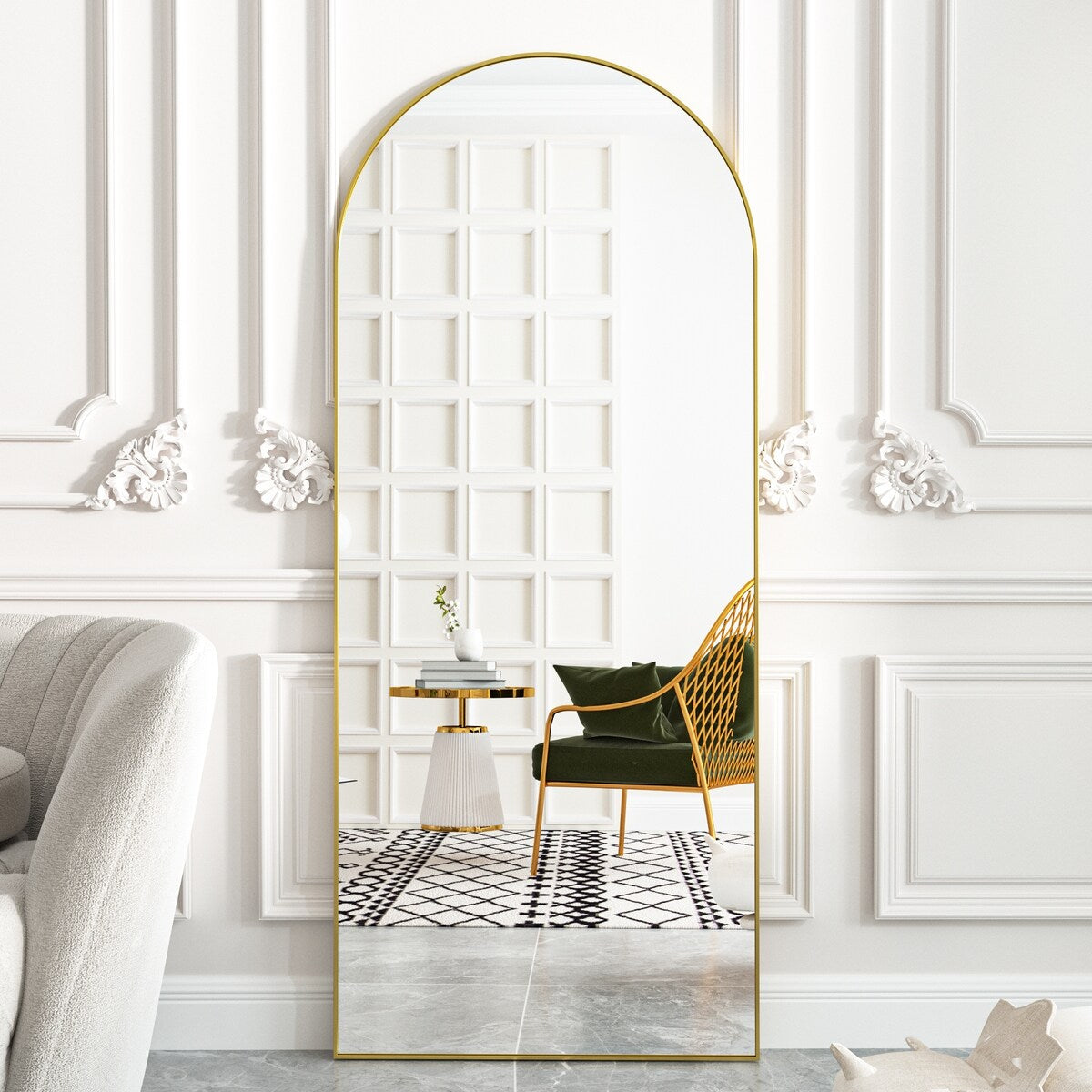 Arched Full Length Floor Mirror Full Body Standing Mirror Wall Decor