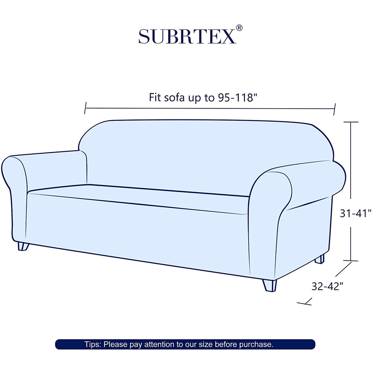 Subrtex 1 Piece XL Sofa Slipcover Stretch Spandex Furniture Protector