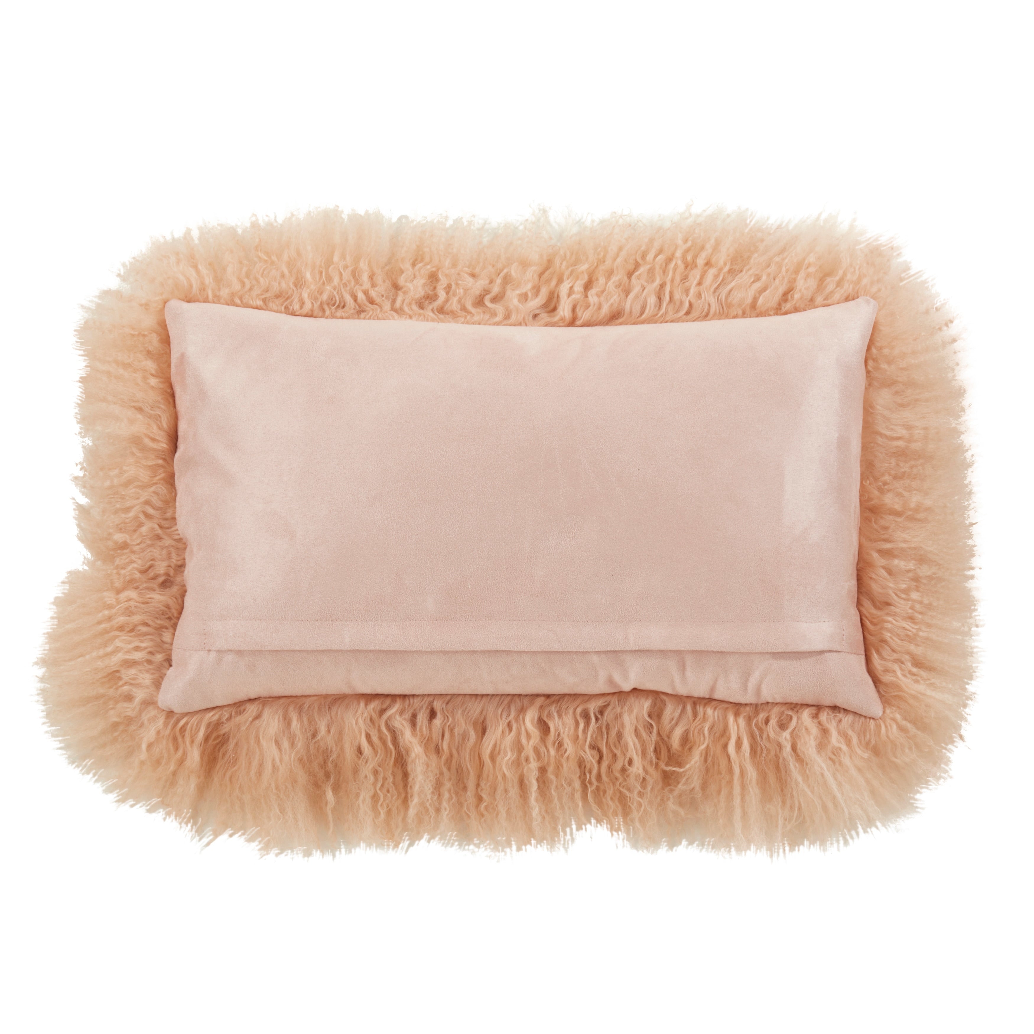 Poly-filled Mongolian Lamb Throw Pillow