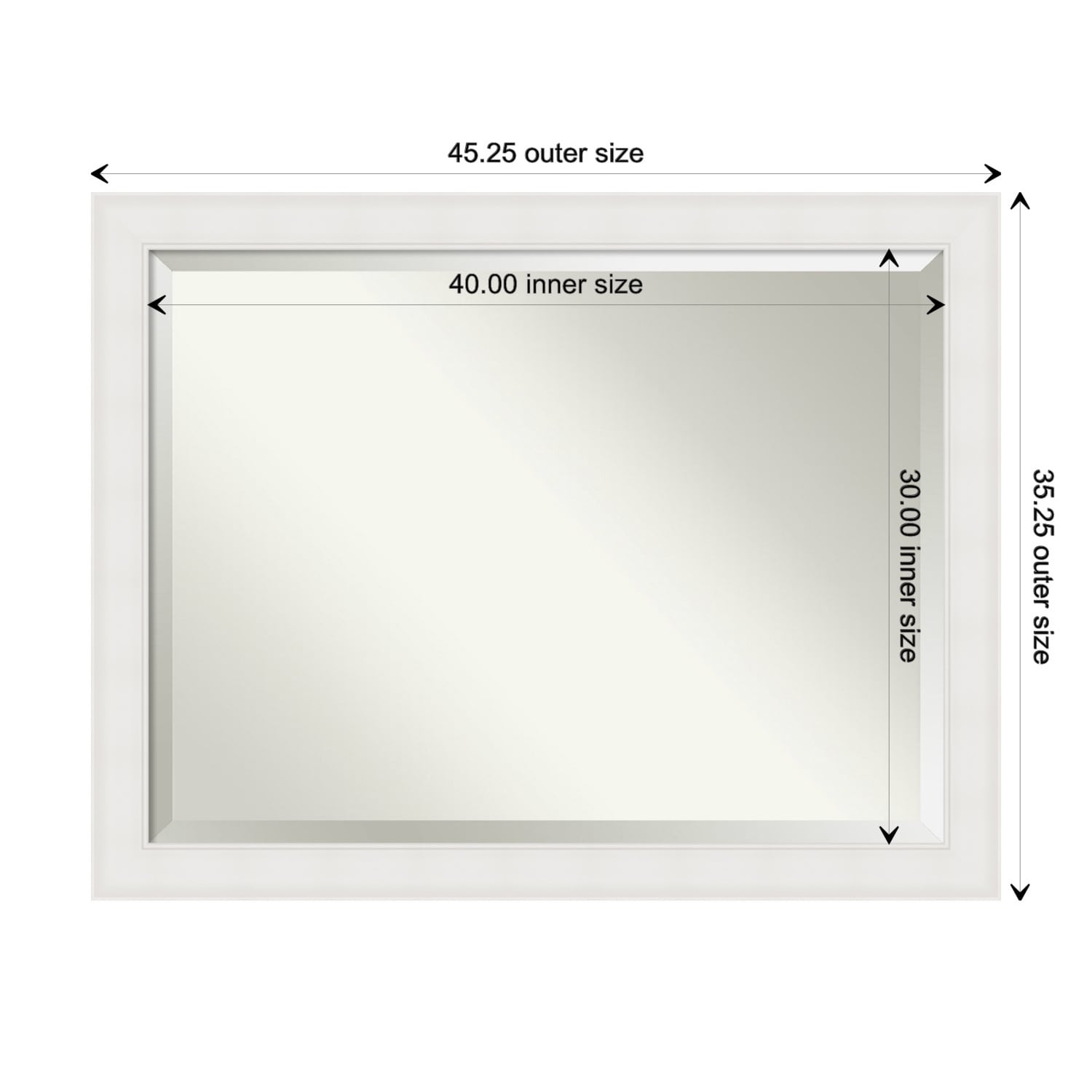 Textured White Beveled Framed Bathroom Vanity Wall Mirror - Textured White