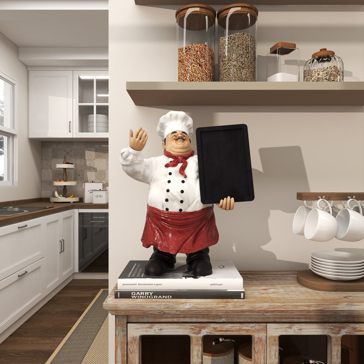 Polystone Chef Decorative Sculpture with Chalkboard - Multi Colored - Roche River Decor