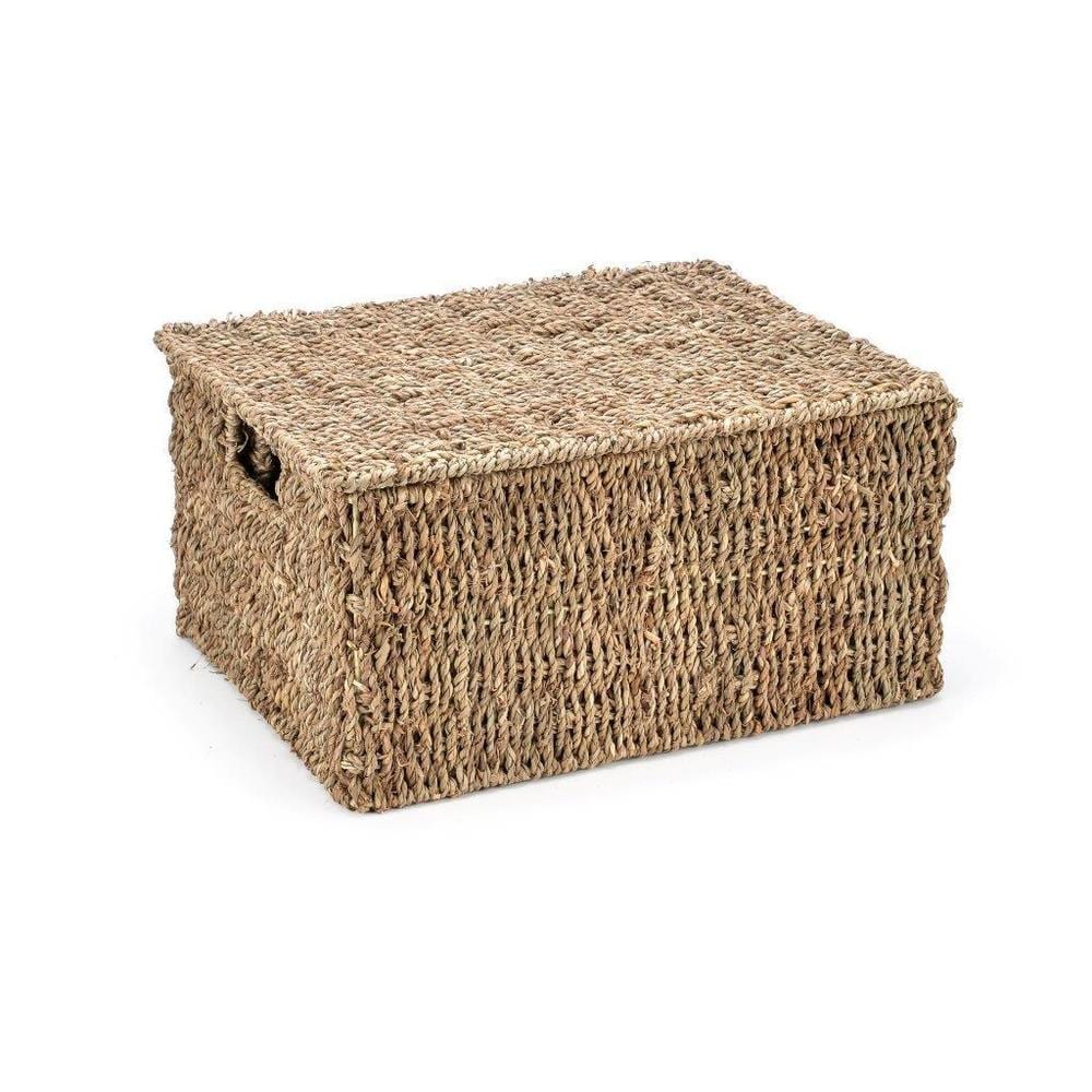 Trademark Innovations Set of 3 Rectangular Seagrass Baskets with Lids (Small)