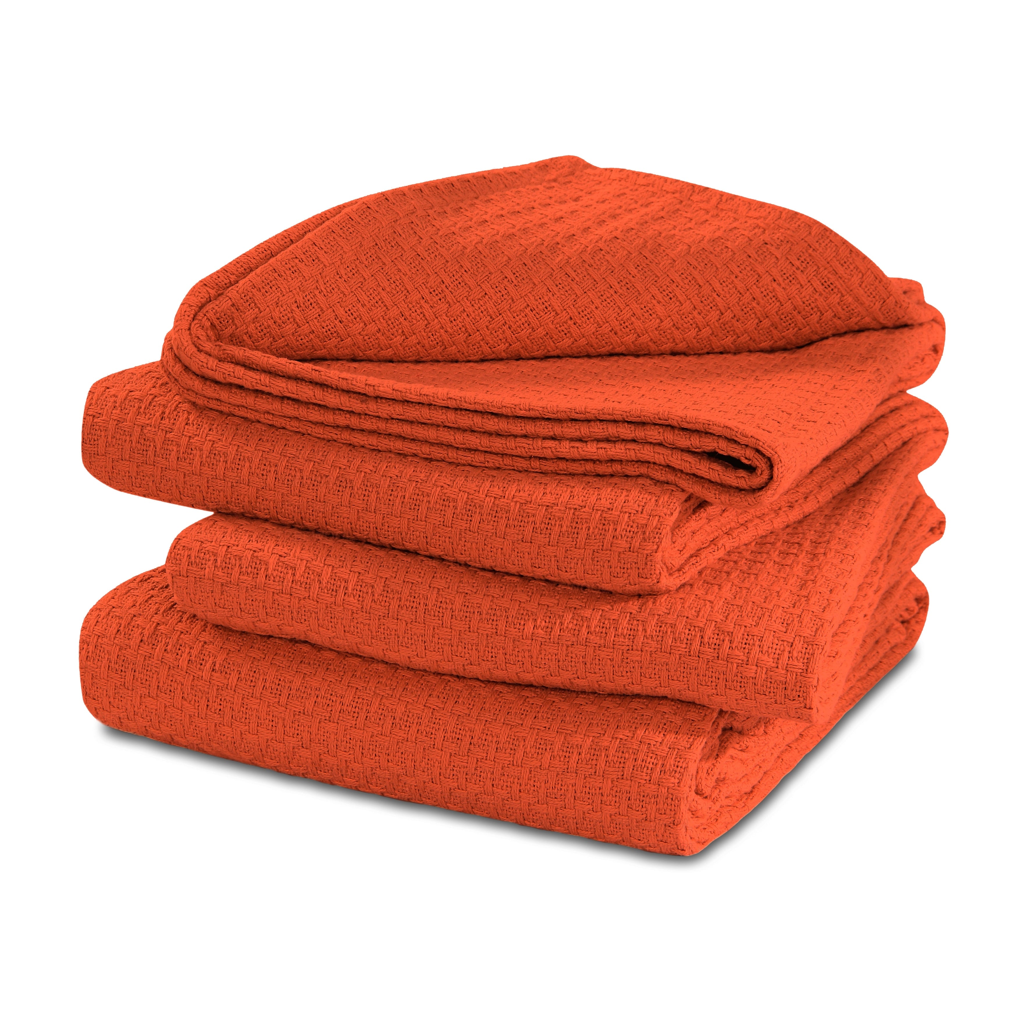 100% Cotton Basket Weave Thermal Bed Blanket Breathable Soft Layering All Season Medium Weight