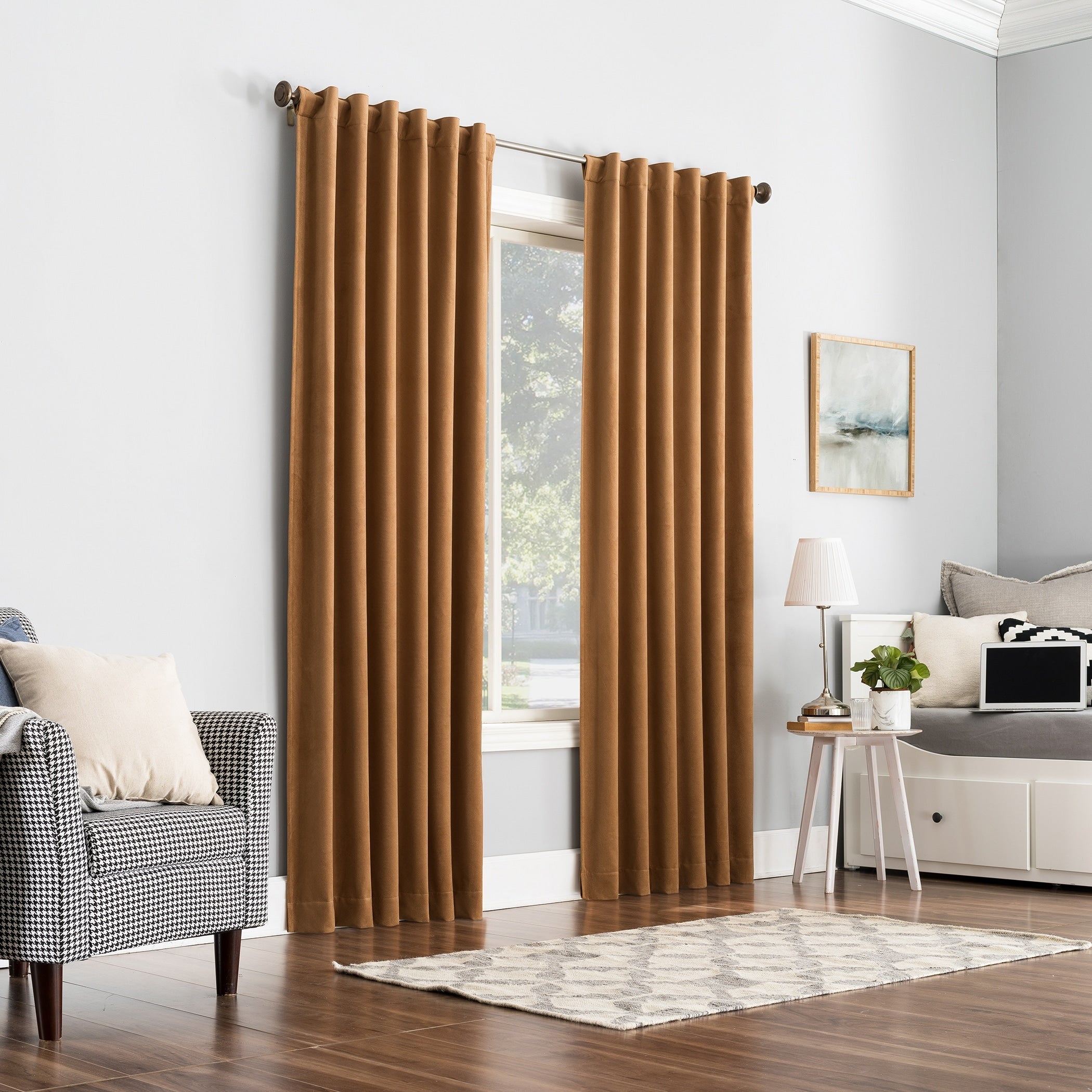 Sun Zero Amherst Velvet Noise Reducing Thermal Extreme Total Blackout Back Tab Curtain Panel, Single Panel