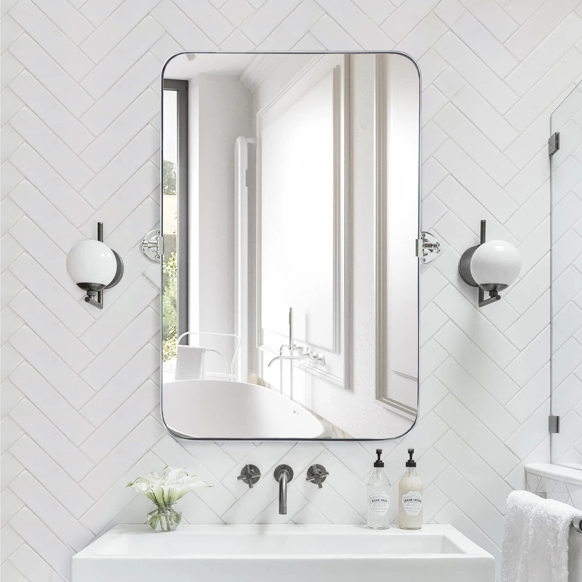 TEHOME Jonathan Rectangle Pivot Tilt Metal Wall Mirror