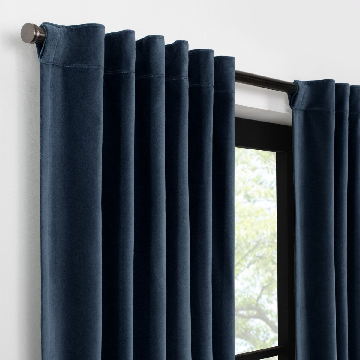 Eclipse Luxury Cotton Velvet 100% Blackout Rod Pocket Back Tab Curtain Window Panel