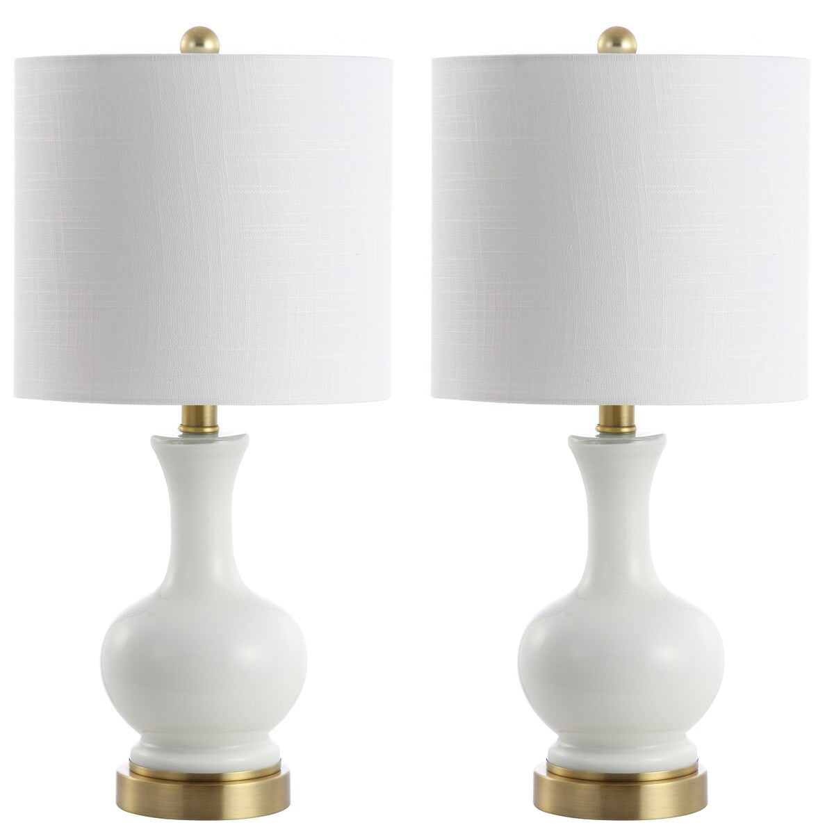 Vermont 22 Glass/Metal LED Table Lamp, White (Set of 2) by JONATHAN Y